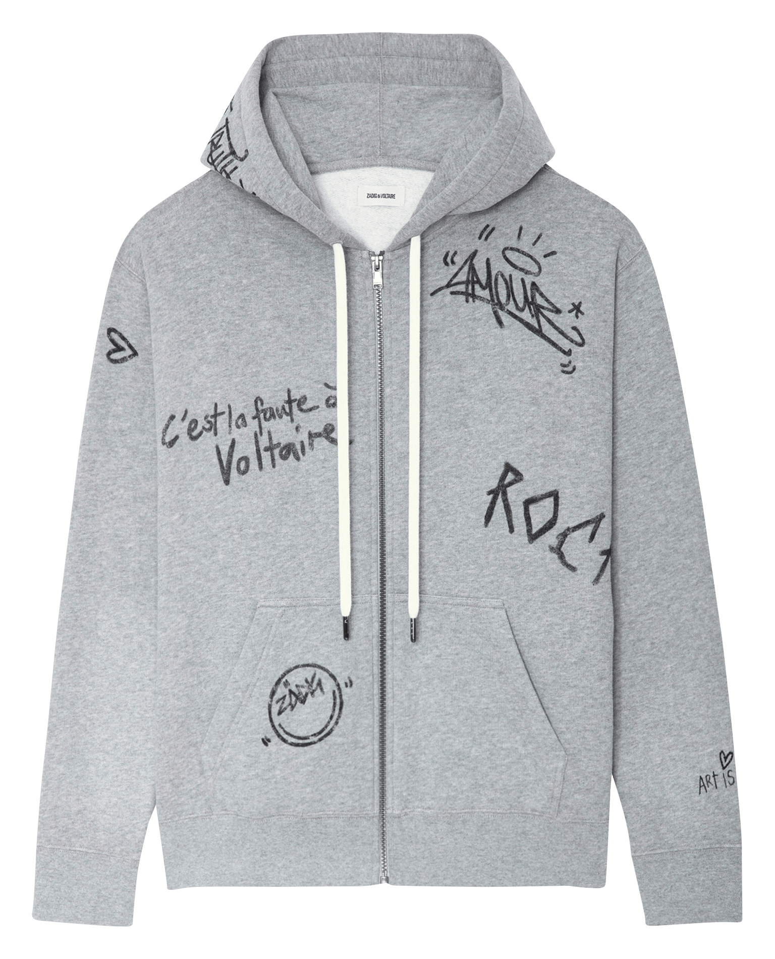 Zip-up cotton hoodie GreyZADIG&VOLTAIRE