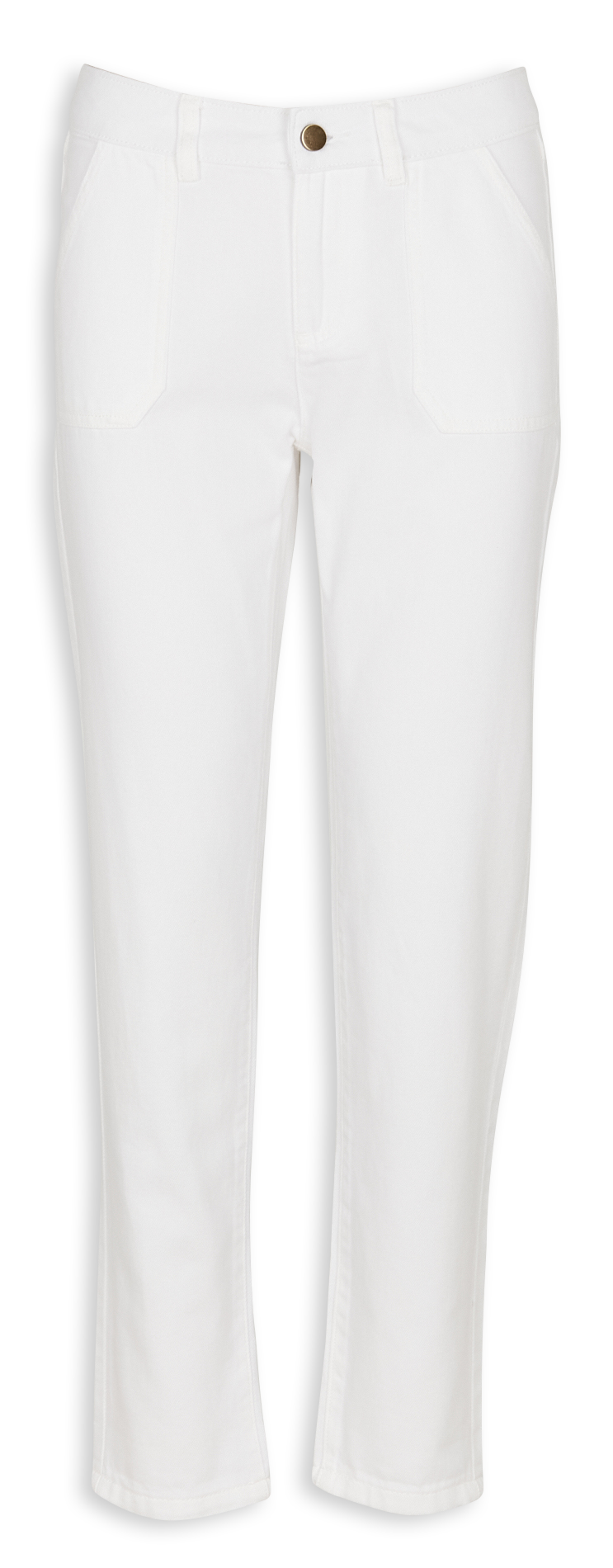 Pantalon slim taille haute en coton NALLA Blanc