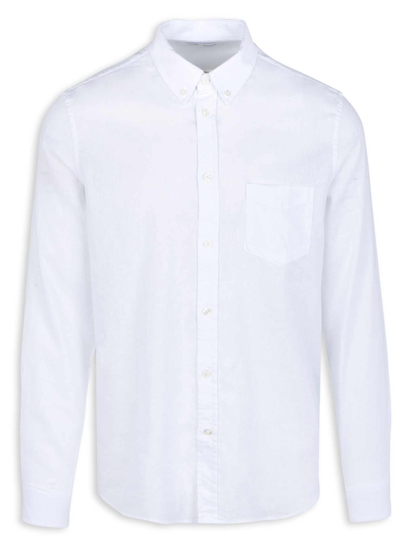 Hemd aus Leinen und Baumwolle mit Button-down-Kragen, Regular Fit SAMSOE SAMSOE Weiss