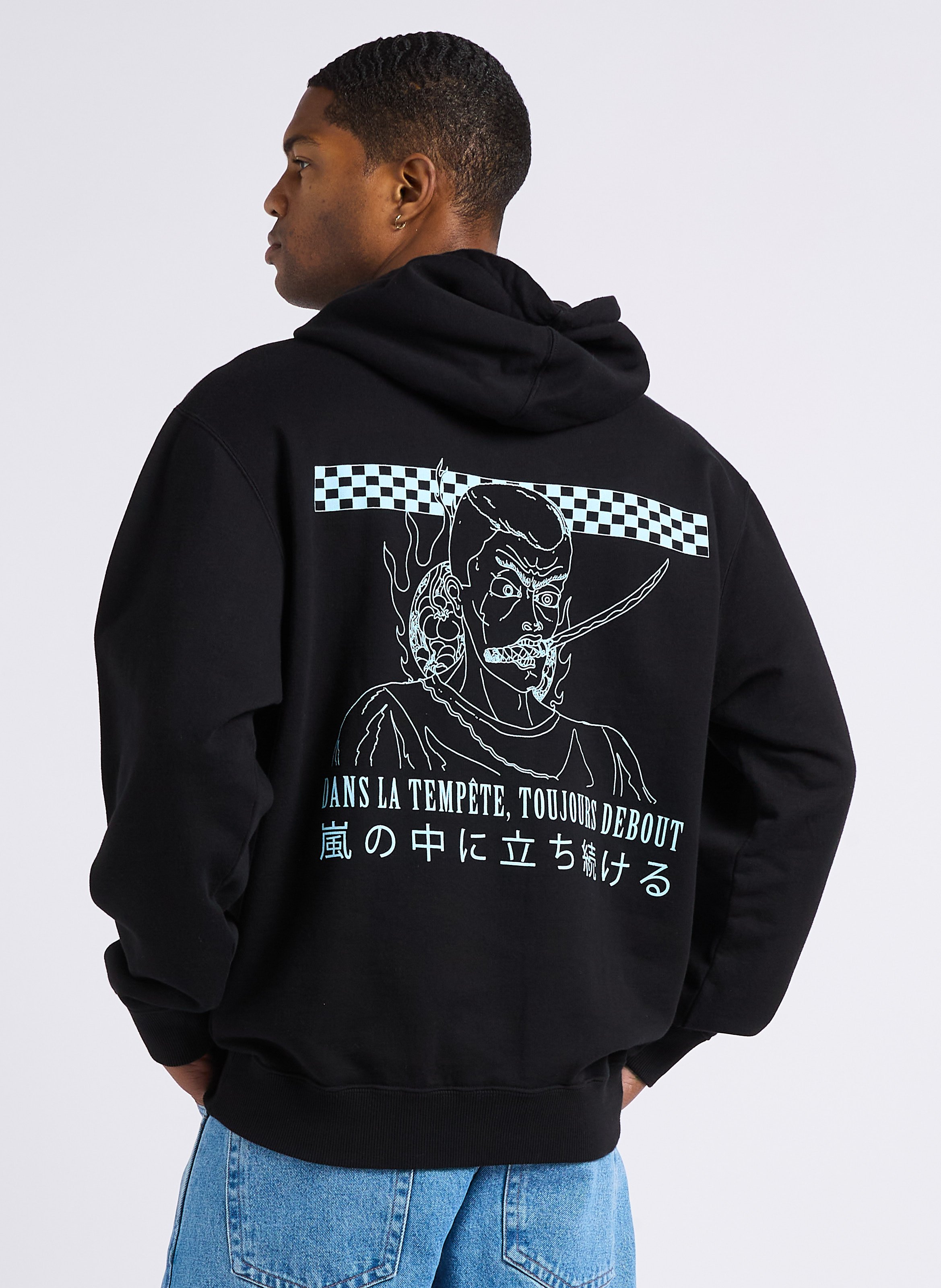 Sweat à capuche en coton EDWIN Noir