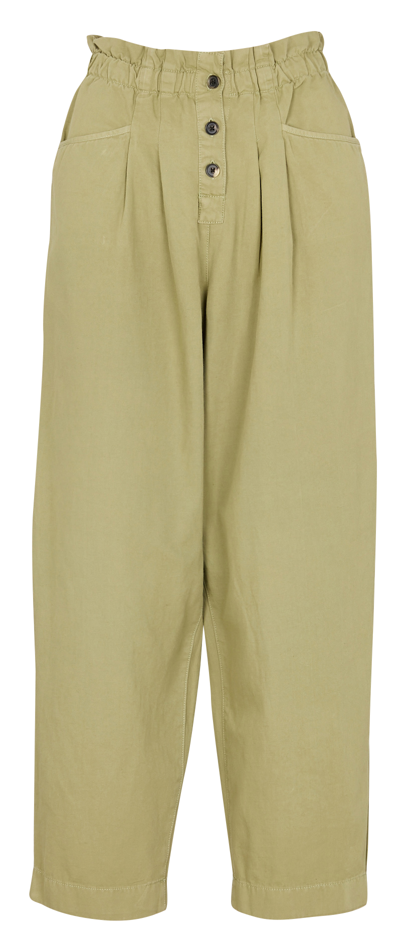 Wide-leg high-waisted cotton-blend pants BELLEROSE Green