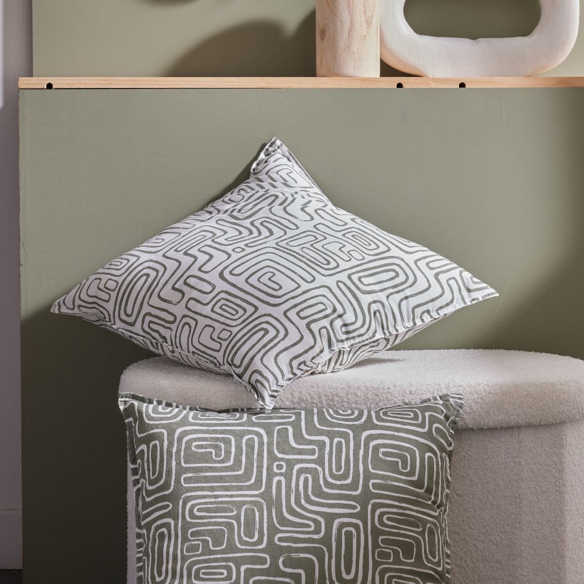 Square printed cotton cushion TODAY LINGE DE MAISON White