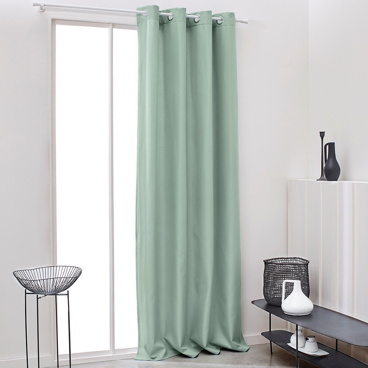 Plain insulating curtain with eyelets TODAY LINGE DE MAISON Green