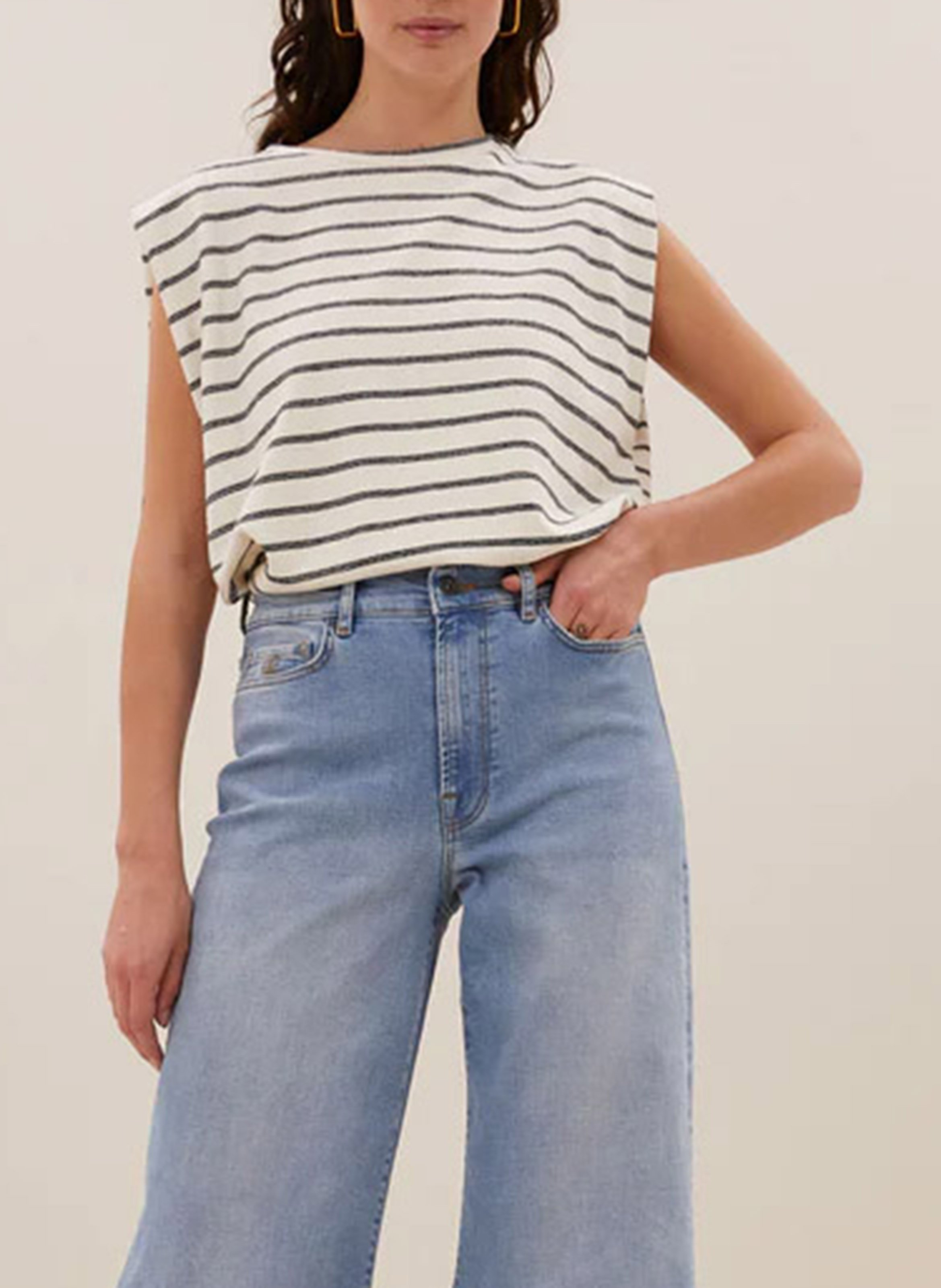 Round-neck organic cotton top BY BAR Black