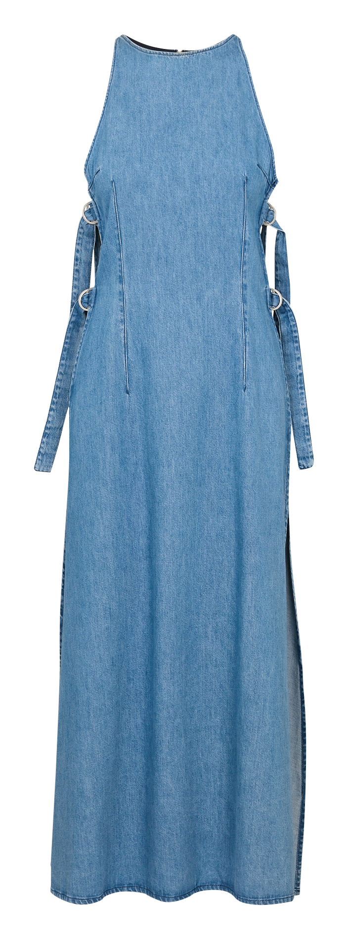 Robe longue col rond en jean IKKS Bleu