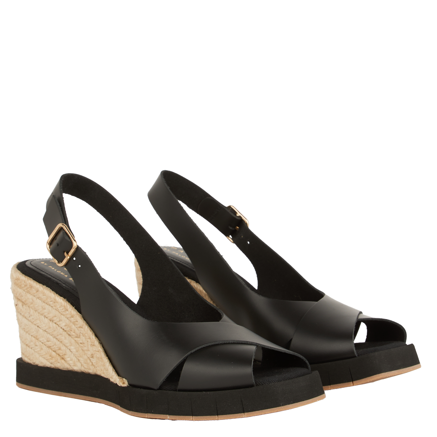 Sandales compensées en cuir PALOMITAS BY PALOMA BARCELO Noir