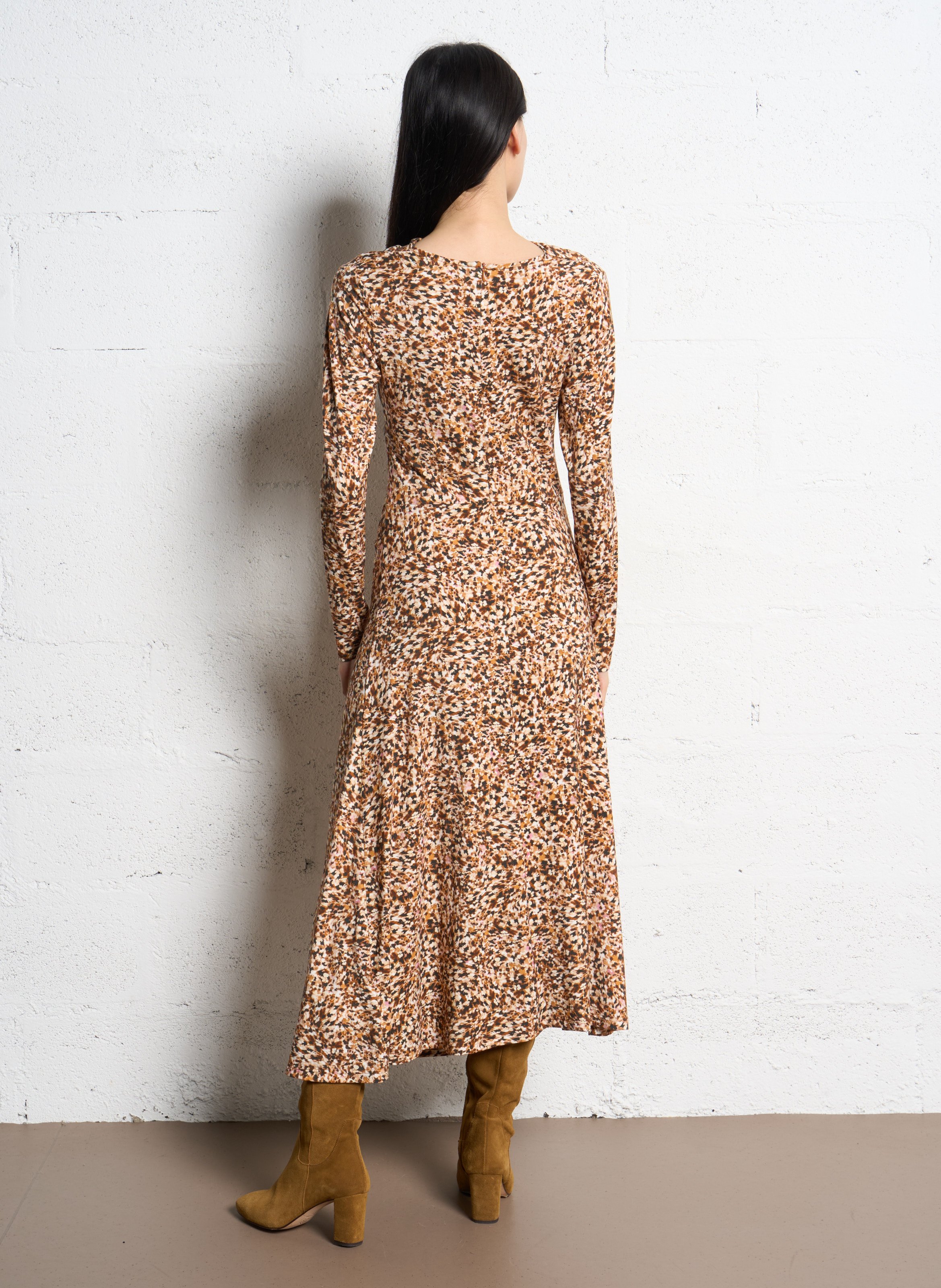 Robe longue ajustée Beige