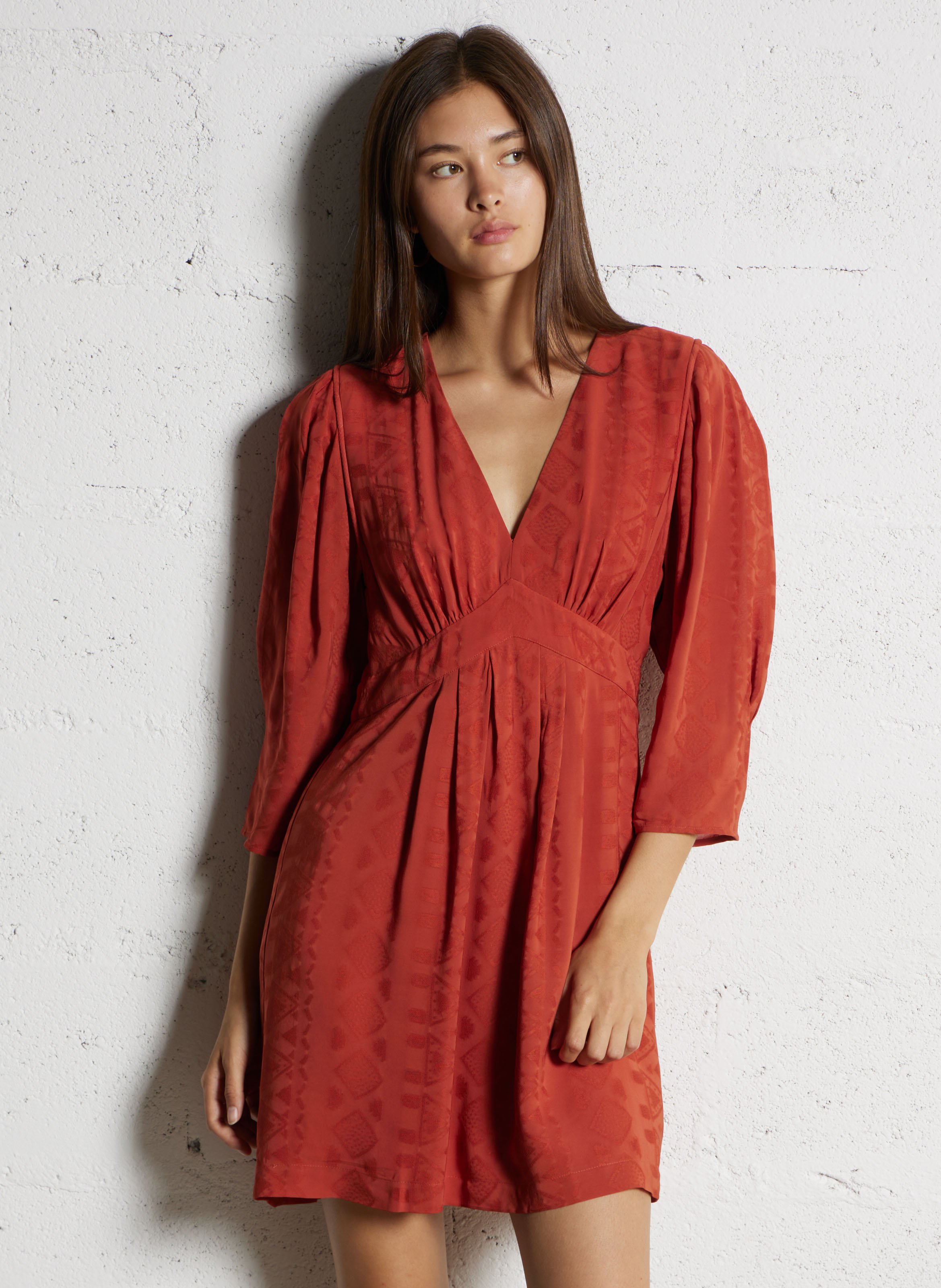 Korte jurk met kraag BA&SH Bruin