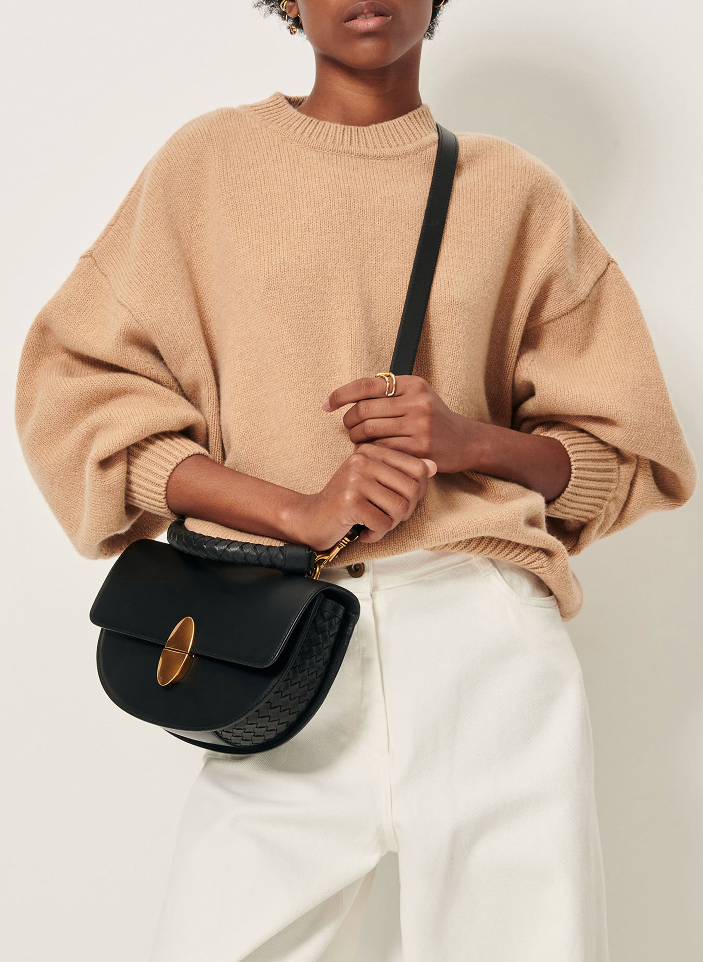 Sweat col rond en laine et en cachemire mélangés SESSUN Beige