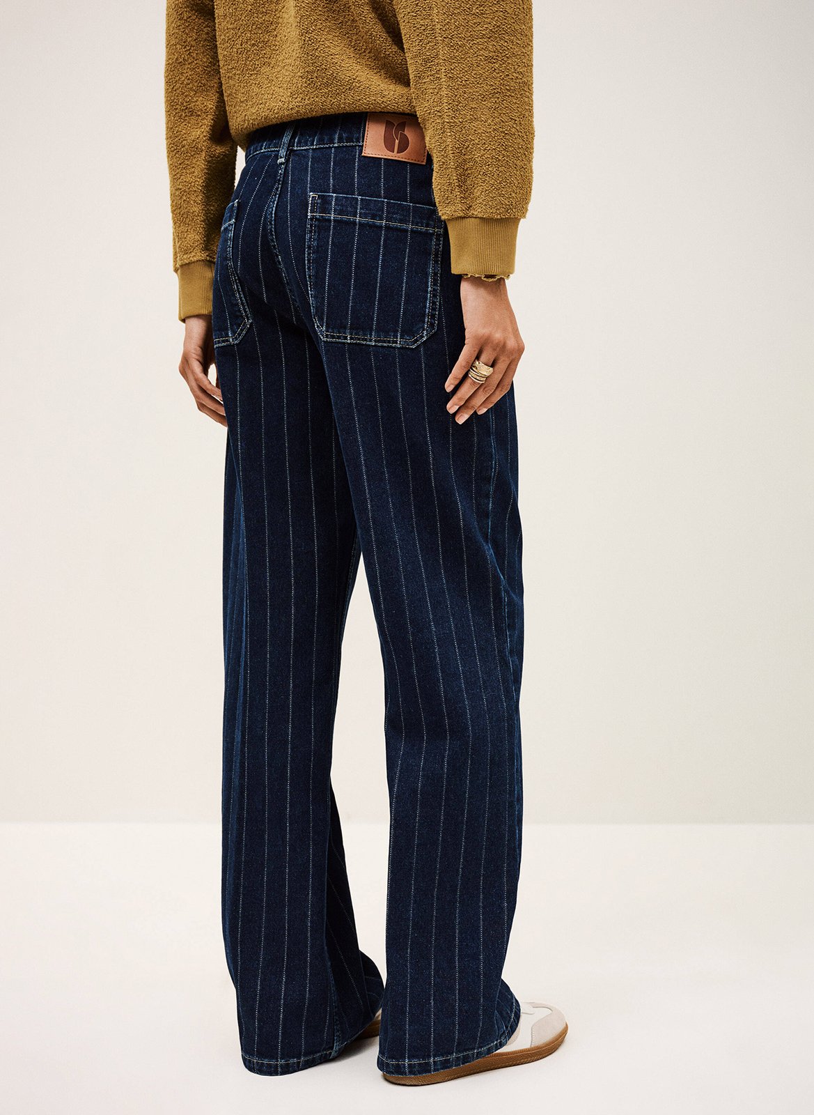 Jean large en coton rayé BA&SH Bleu