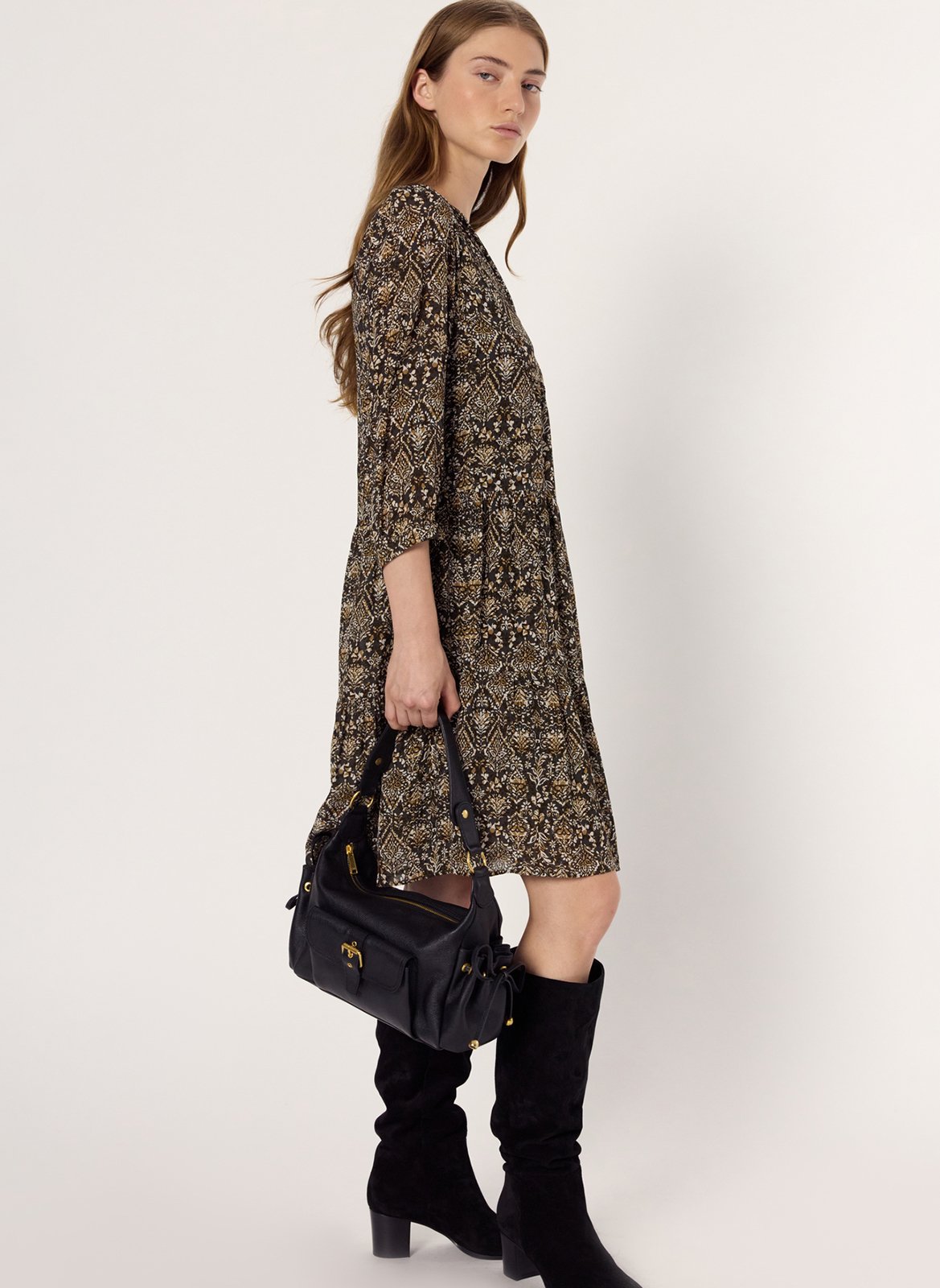 Halflange jurk met print GERARD DAREL Kaki