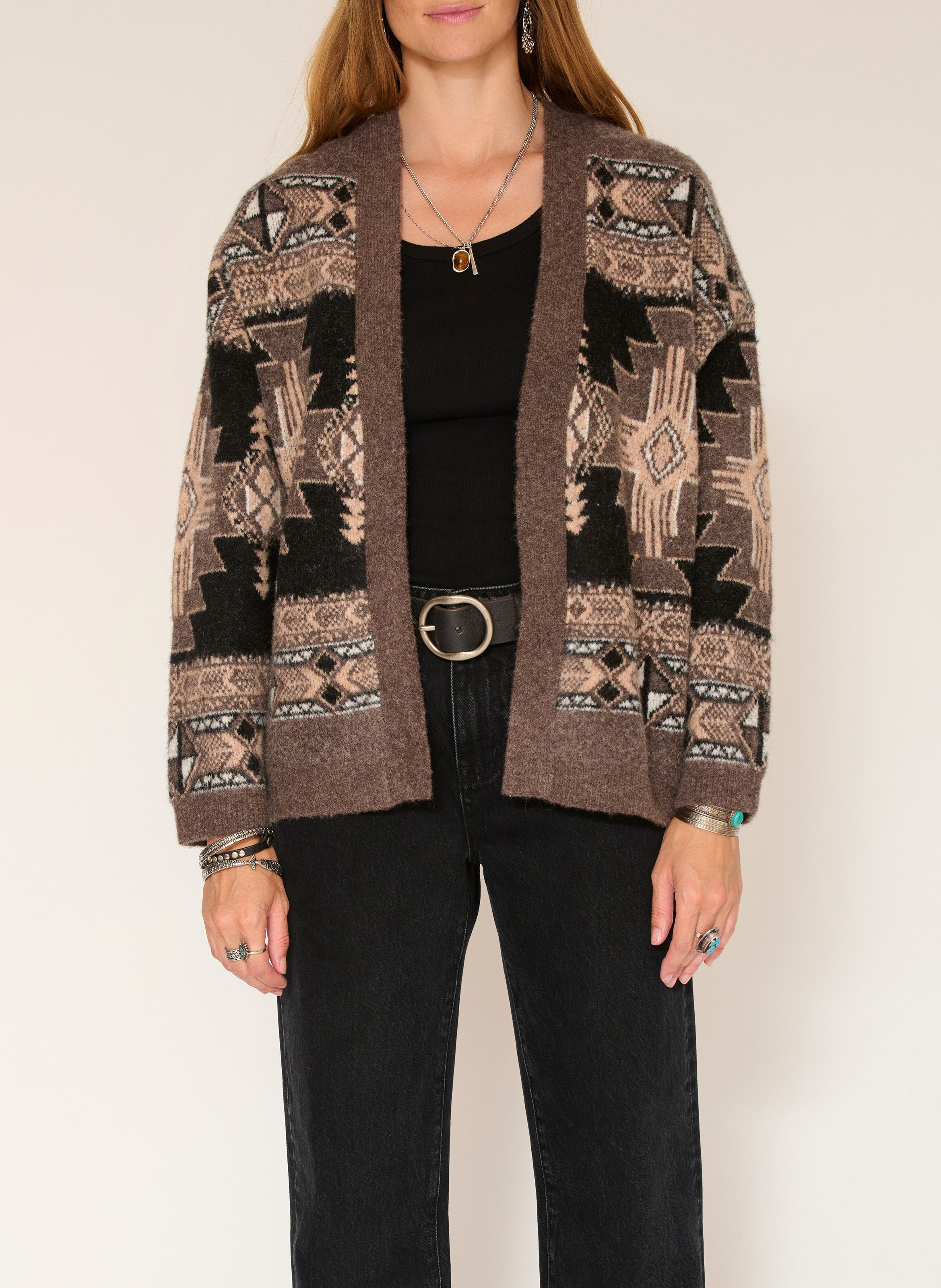 Gilet ample ouvert en jacquard MKT Noir