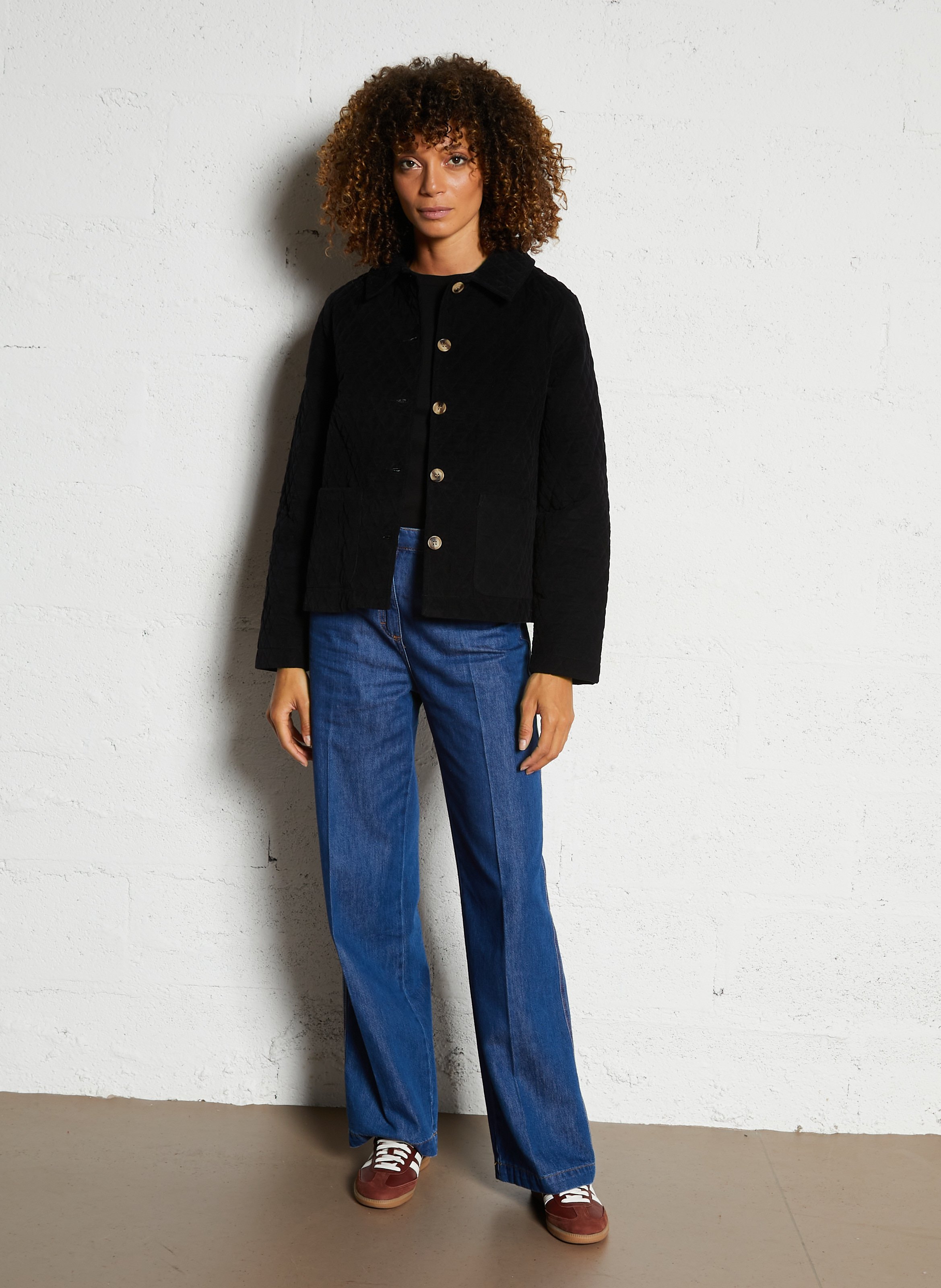 Veste col classique matelassée en coton mélangé ARMOR LUX Noir