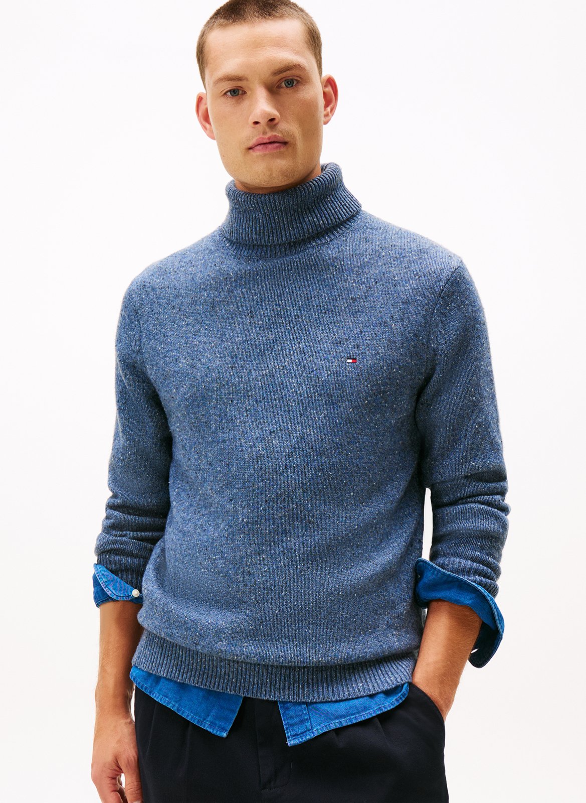 High-neck wool-blend sweater TOMMY HILFIGER Blue