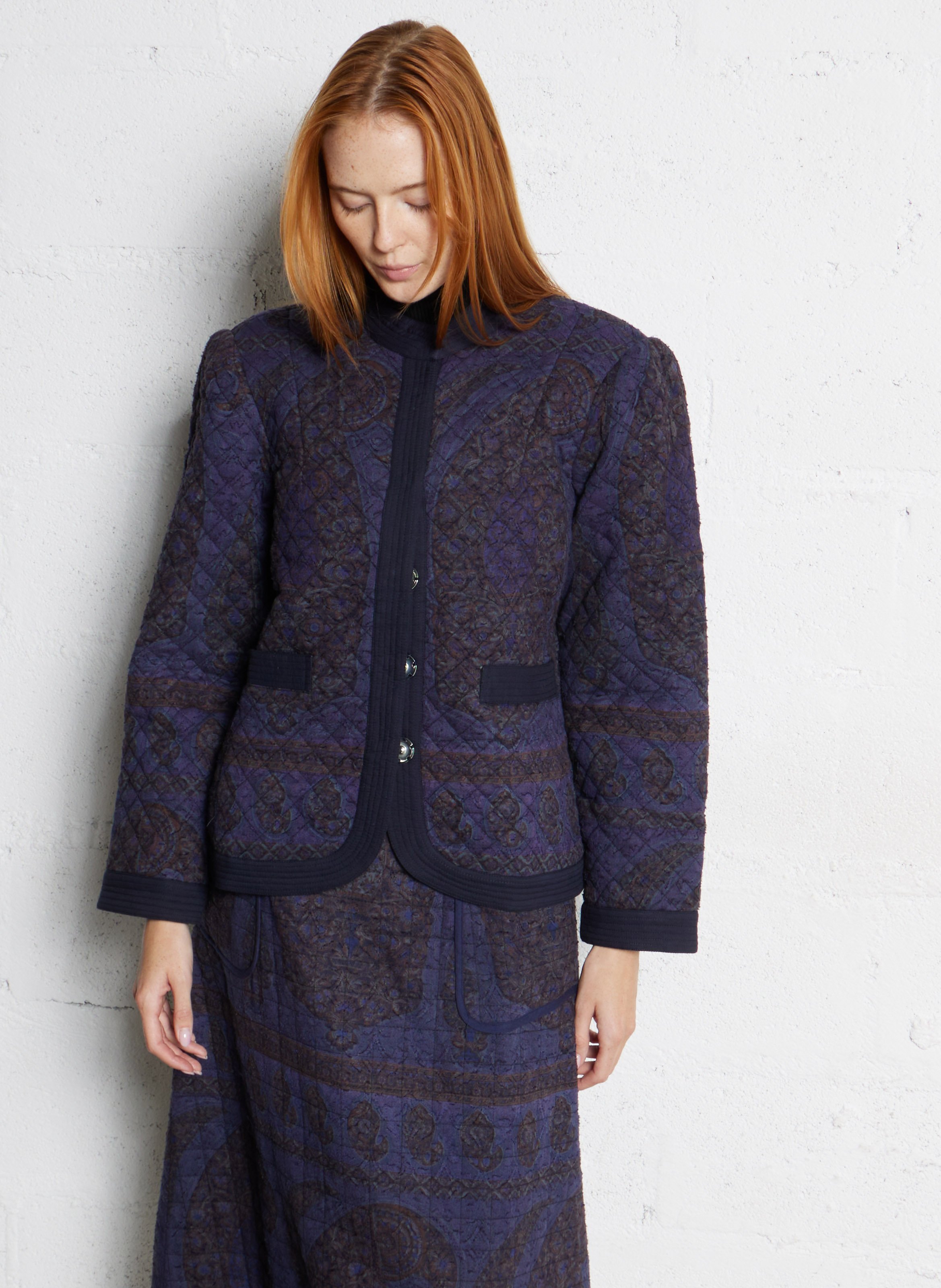 Bedruckte gerade Baumwolljacke ANTIK BATIK Blau