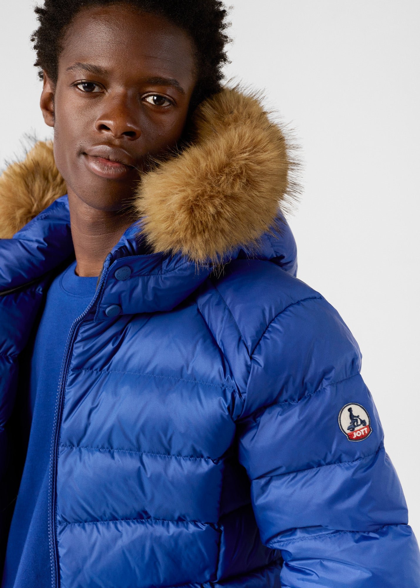 Short hooded prestige puffer jacket JOTT Blue