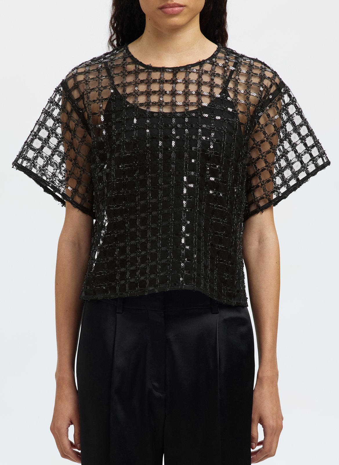 Top col rond à strasse SELECTED Noir