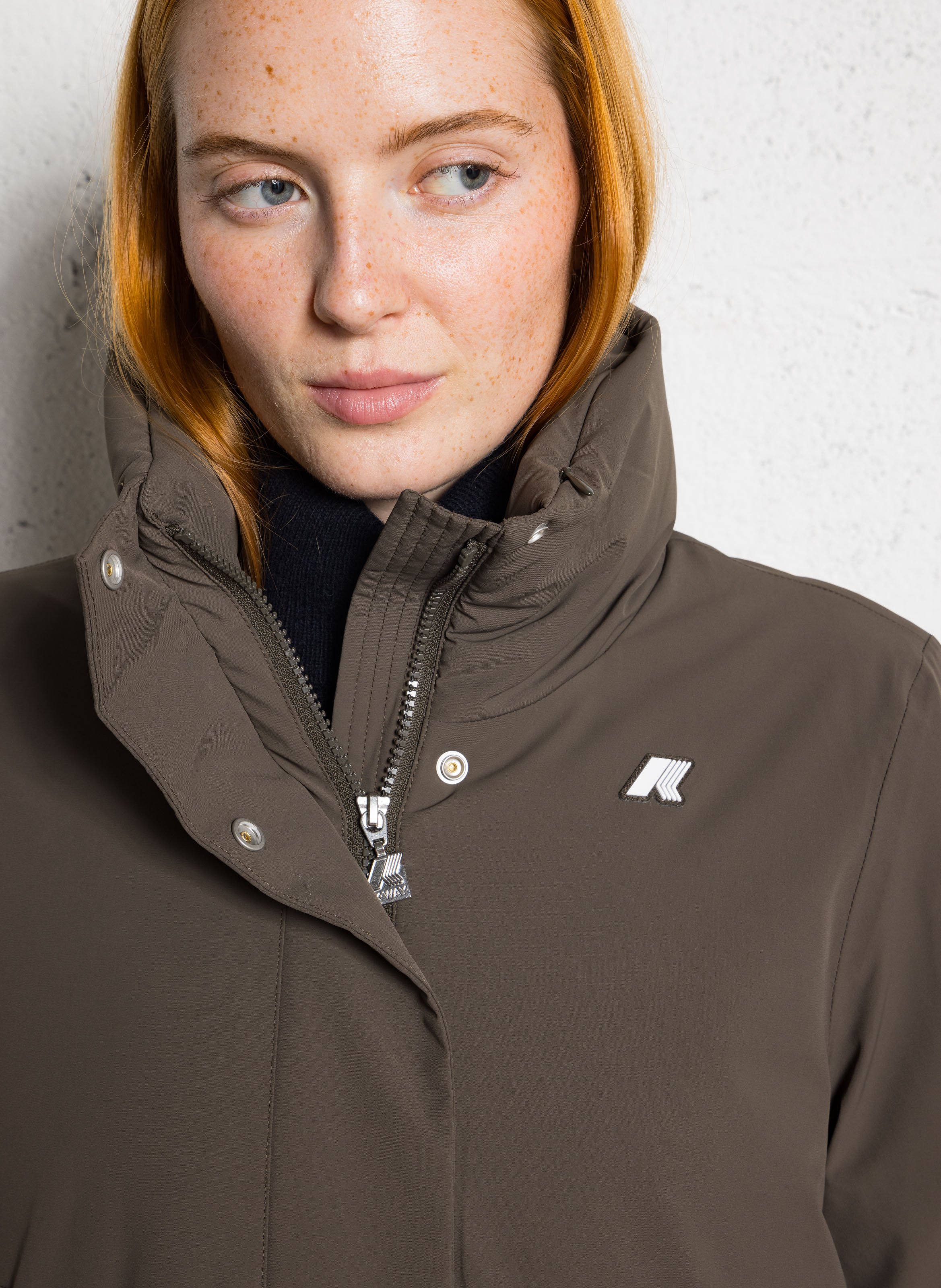 Veste col montant unie  K-WAY Kaki