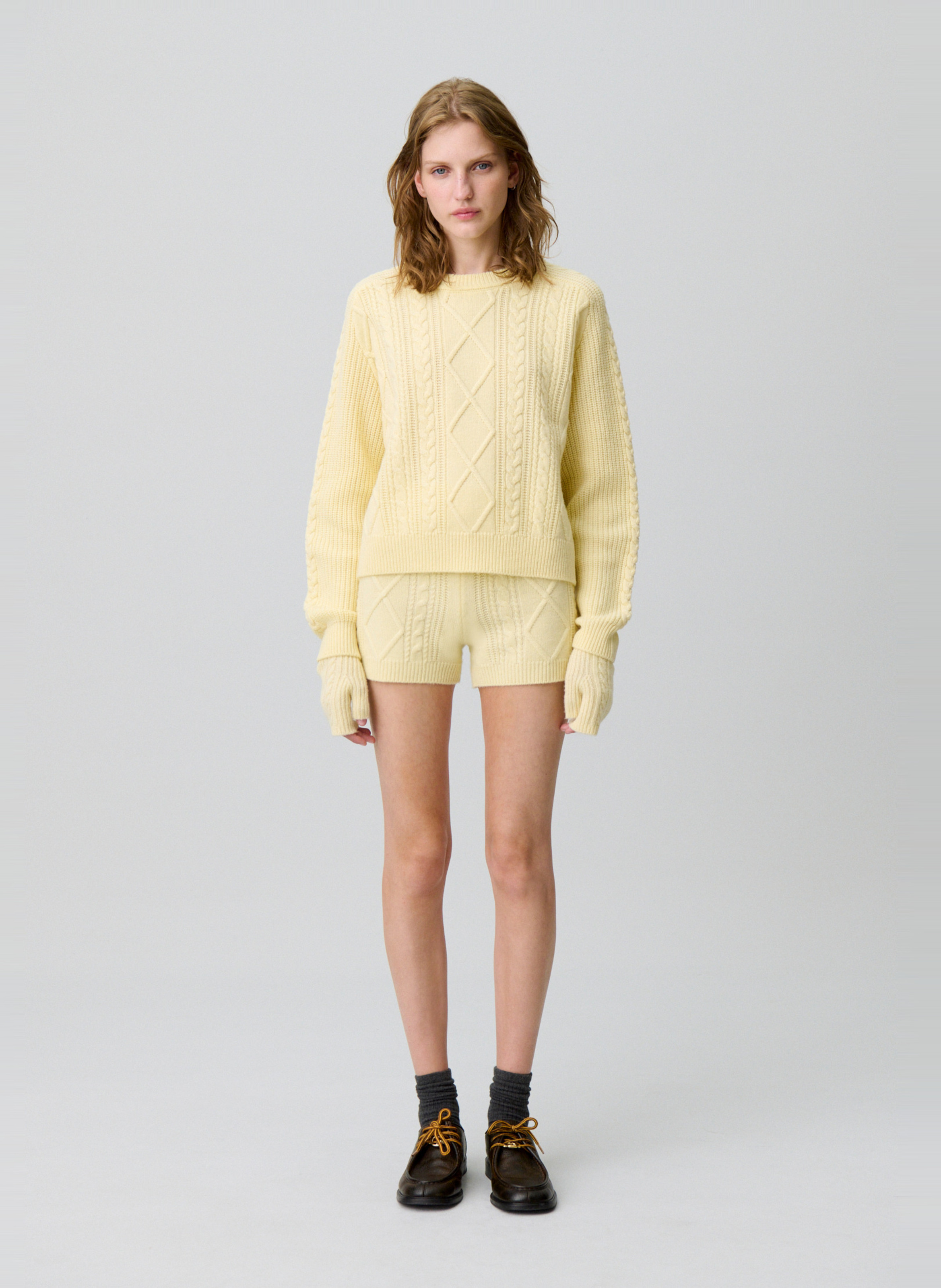 Pull col rond en laine mélangée  CLAUDIE PIERLOT Jaune