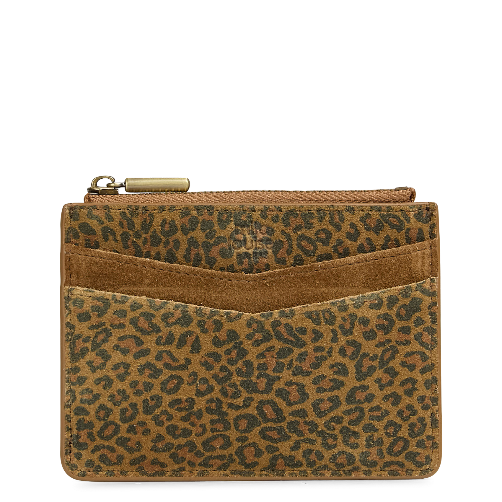 Porte-cartes en cuir velours imprimé MILA LOUISE Beige