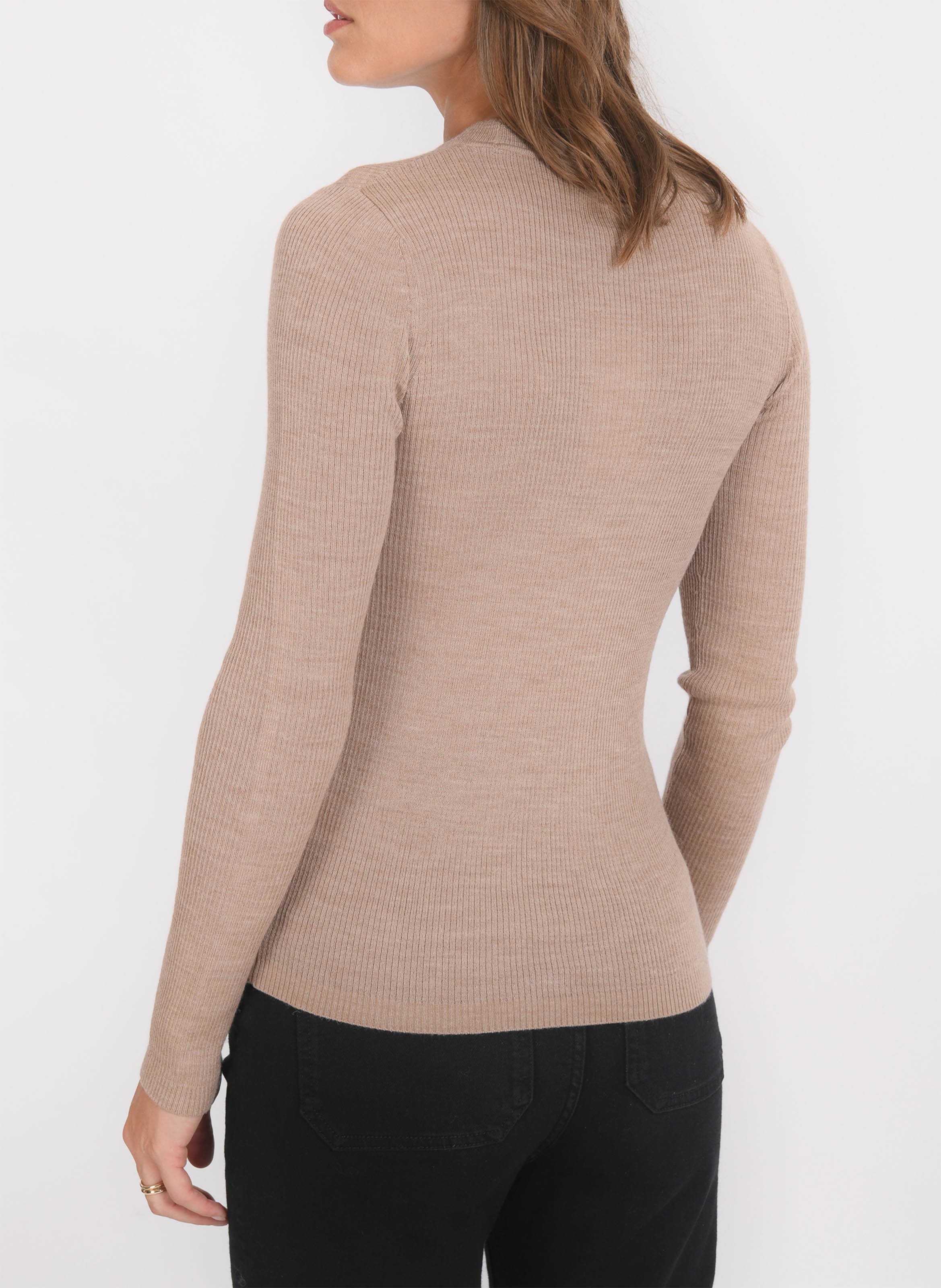 Pull col rond en laine mélangée KOOKAI Beige