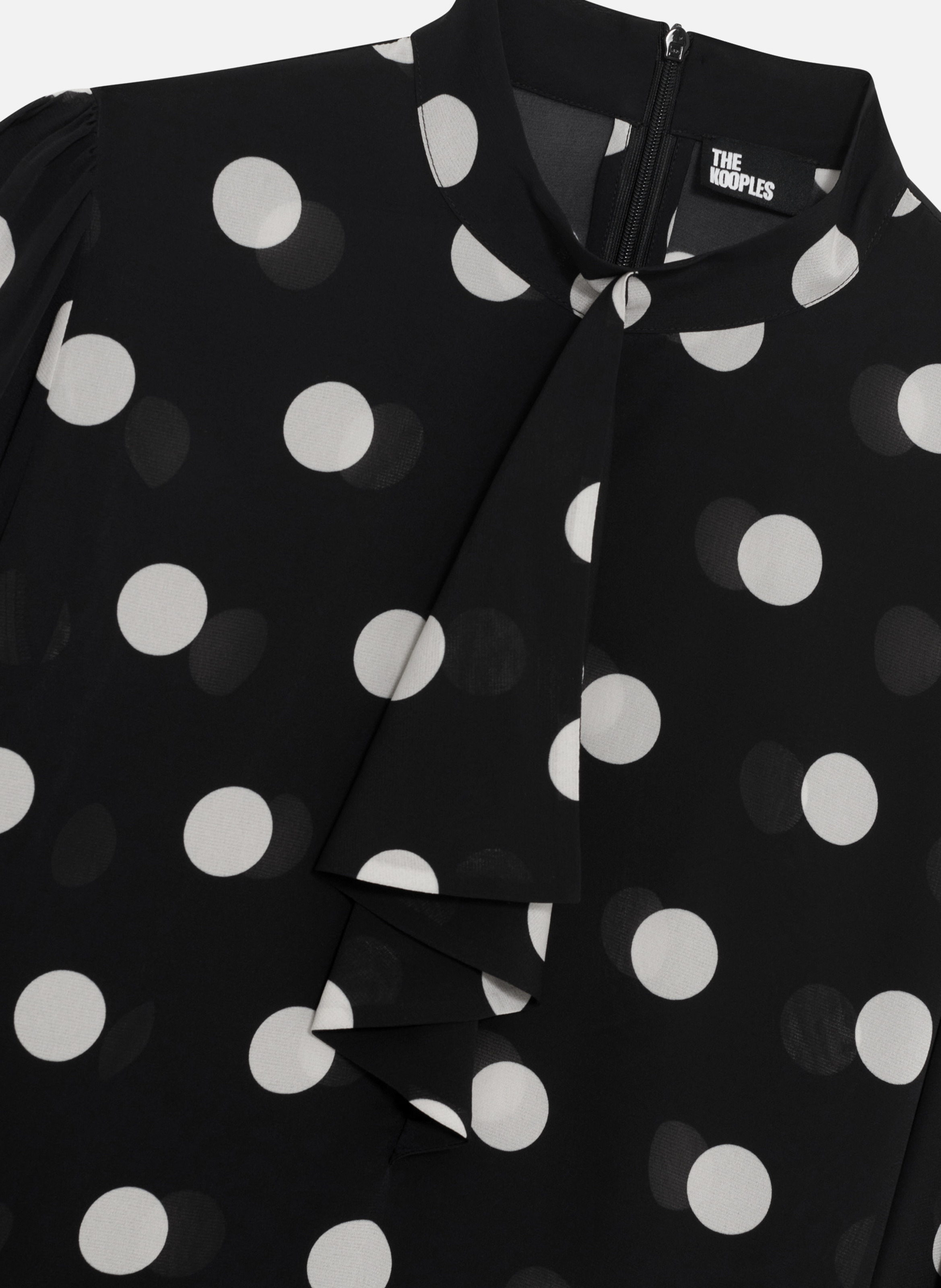 Silk blend polka dot printed top THE KOOPLES Black