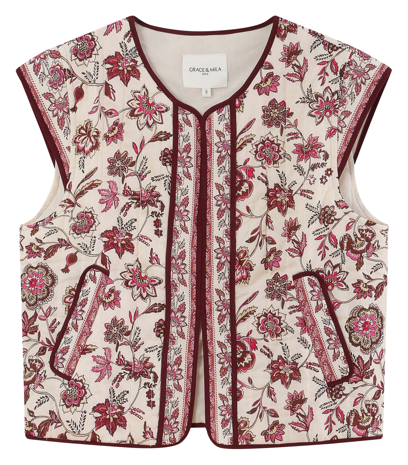 Veste courte sans manches imprimée GRACE ET MILA Rose