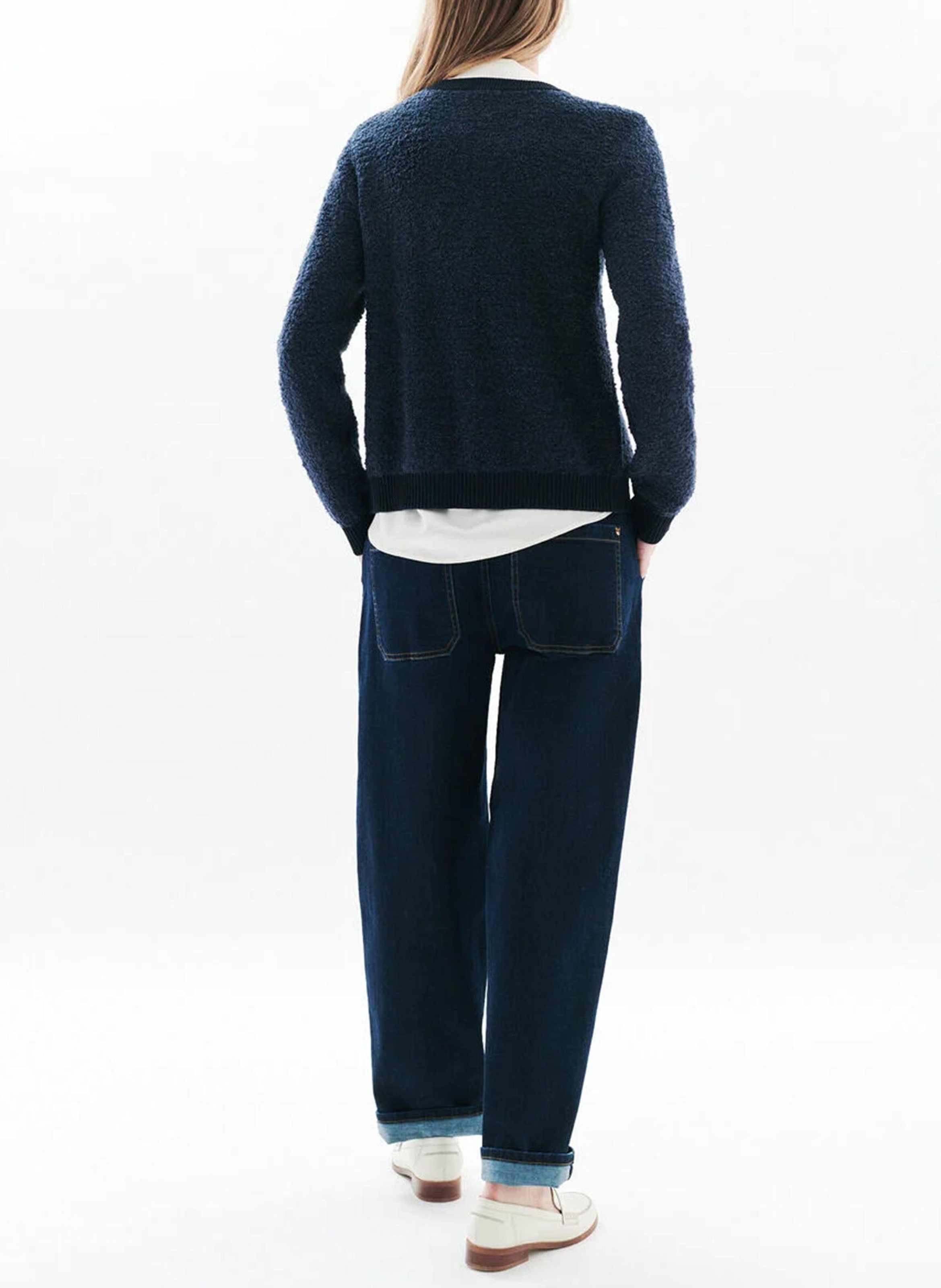 Gerade geschnittene Strickjacke mit Rundhalskragen CAROLL Blau