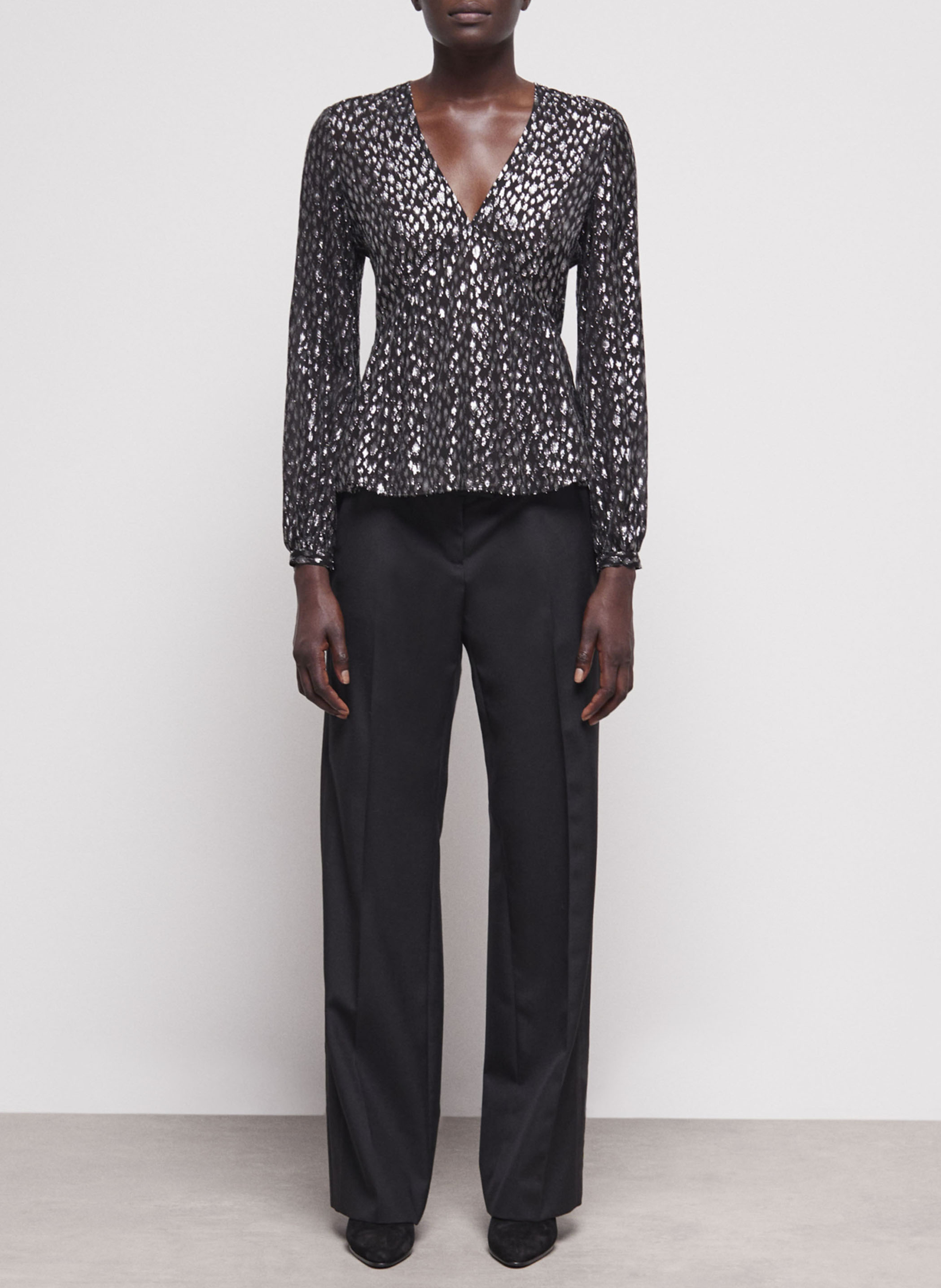 Leopard print V-neck top THE KOOPLES Grey