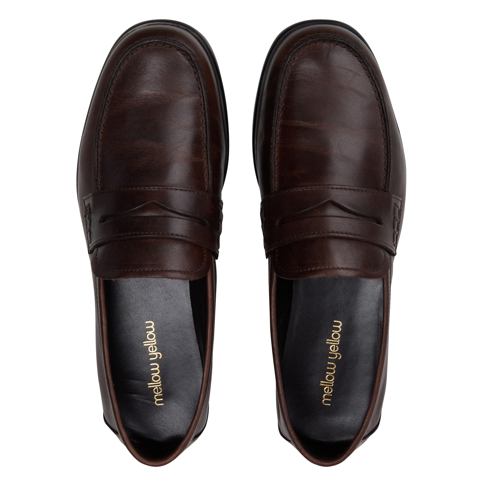 Mocassins unis en cuir lisse MELLOW YELLOW Marron
