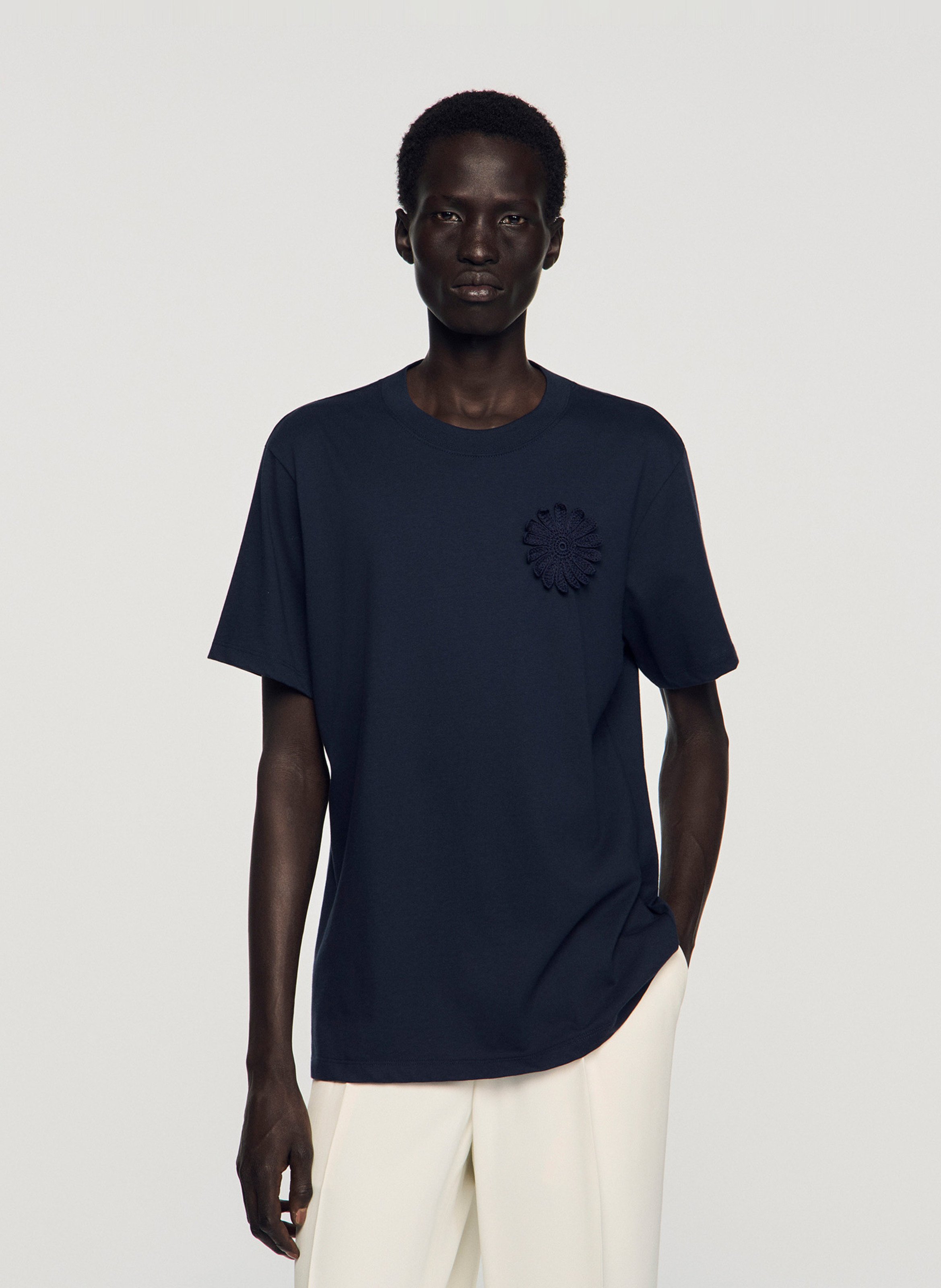 Tee-shirt droit col rond en coton SANDRO