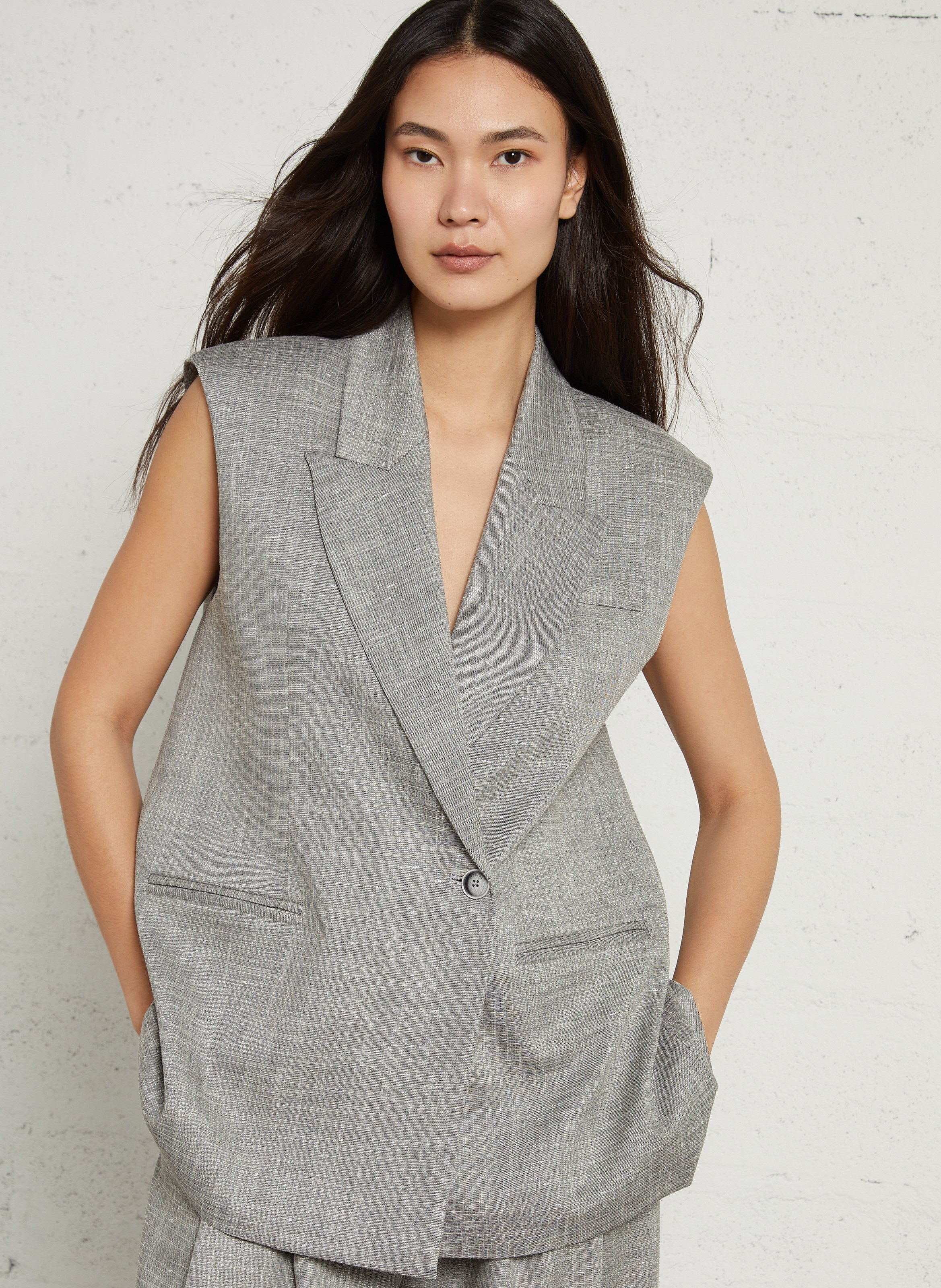 Sleeveless Printed Tailored Jacket IMPERIAL Silver