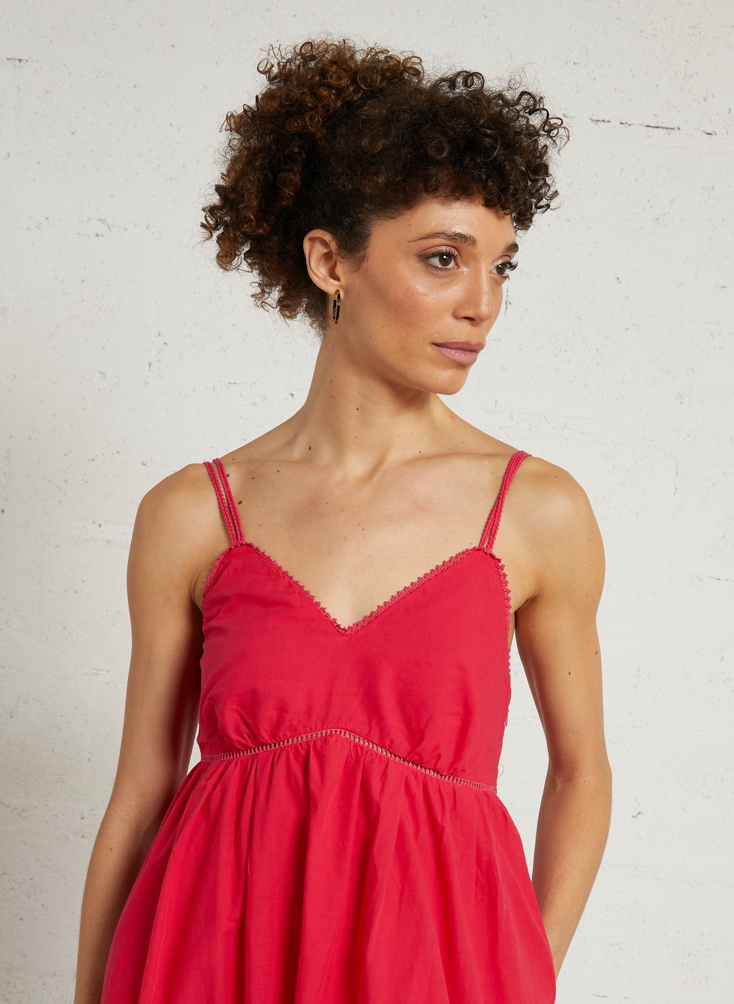 Loose triangle dress with embroideries THE KORNER Purple