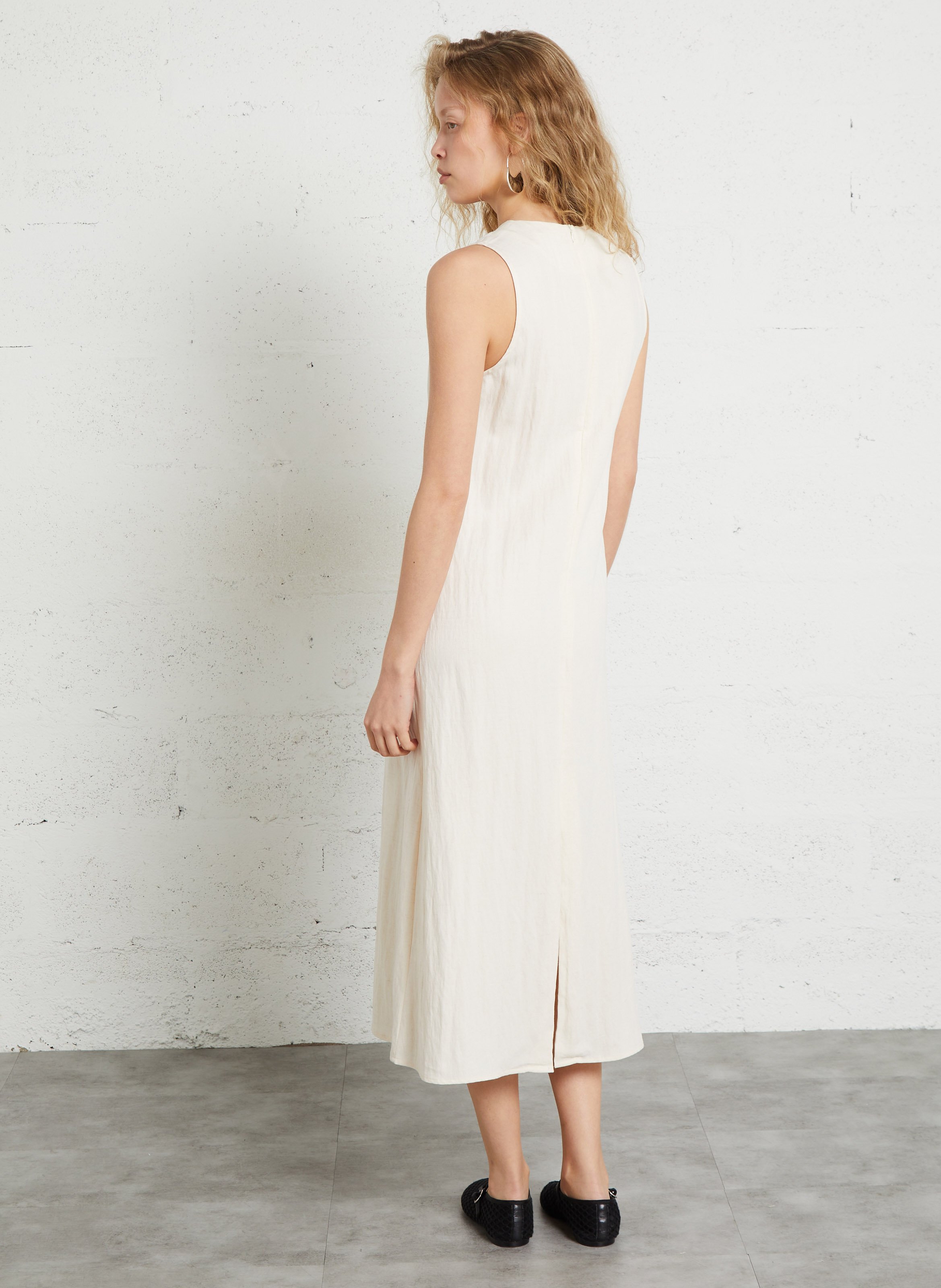 Robe midi col V LA PETITE ETOILE Blanc