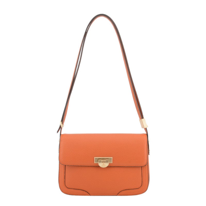 Crossbody bag in cowhide leather POURCHET Orange