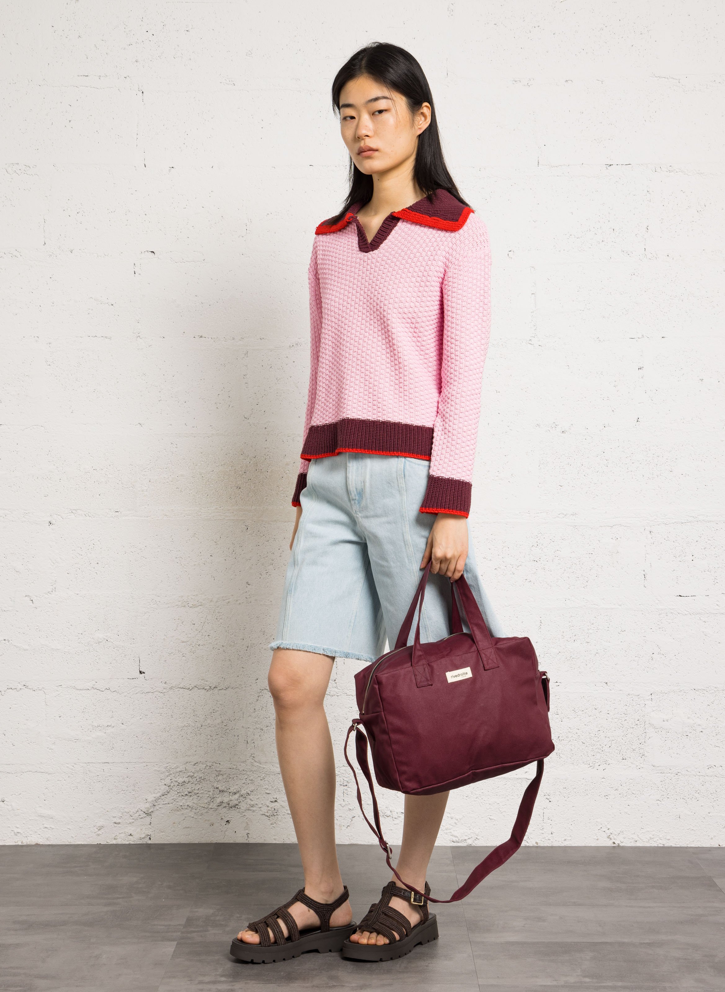 Weekend bag in blended cotton RIVEDROITE PARIS Plums