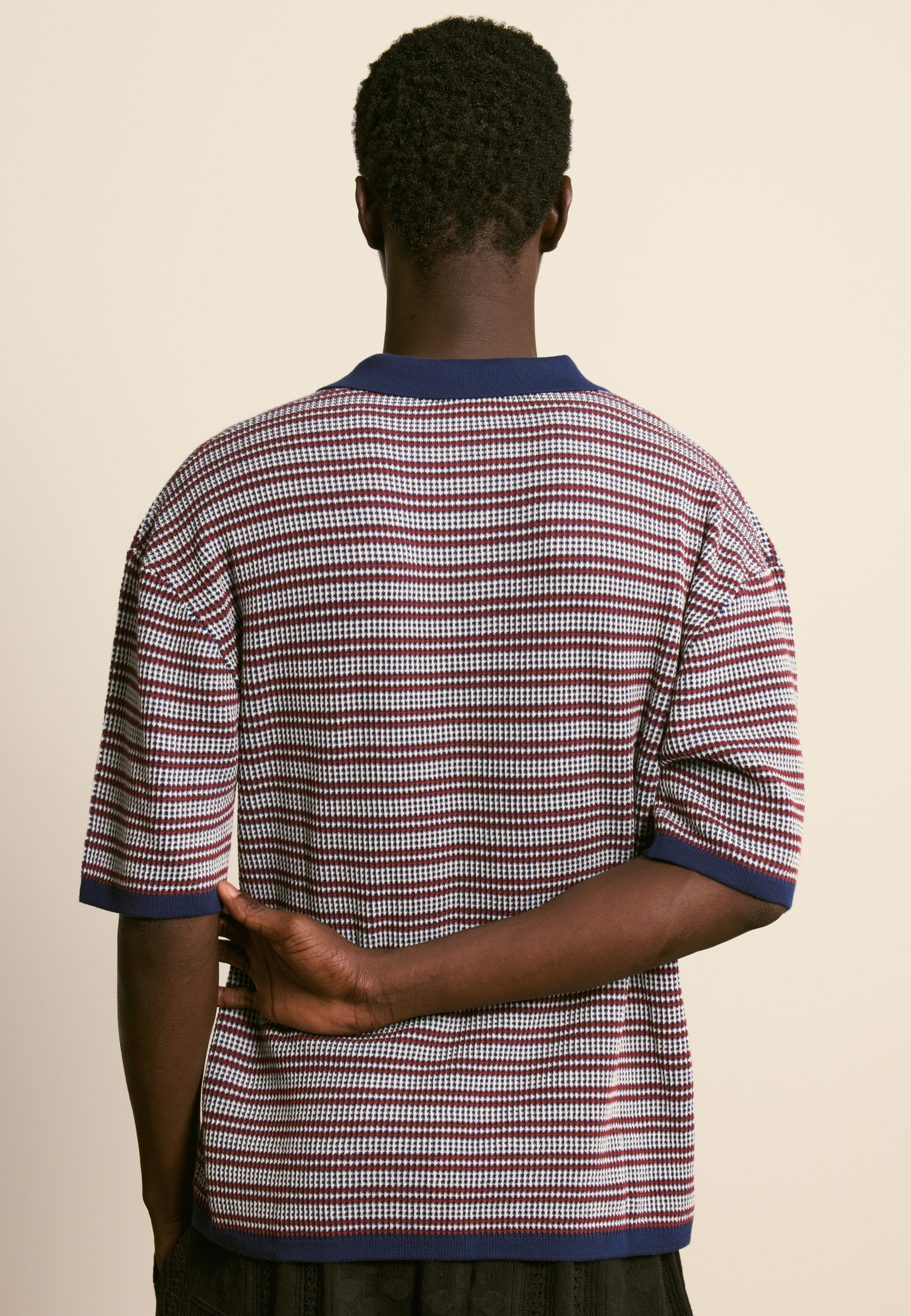 Polo à motifs en coton biologique MAISON MONTAGUT Bleu