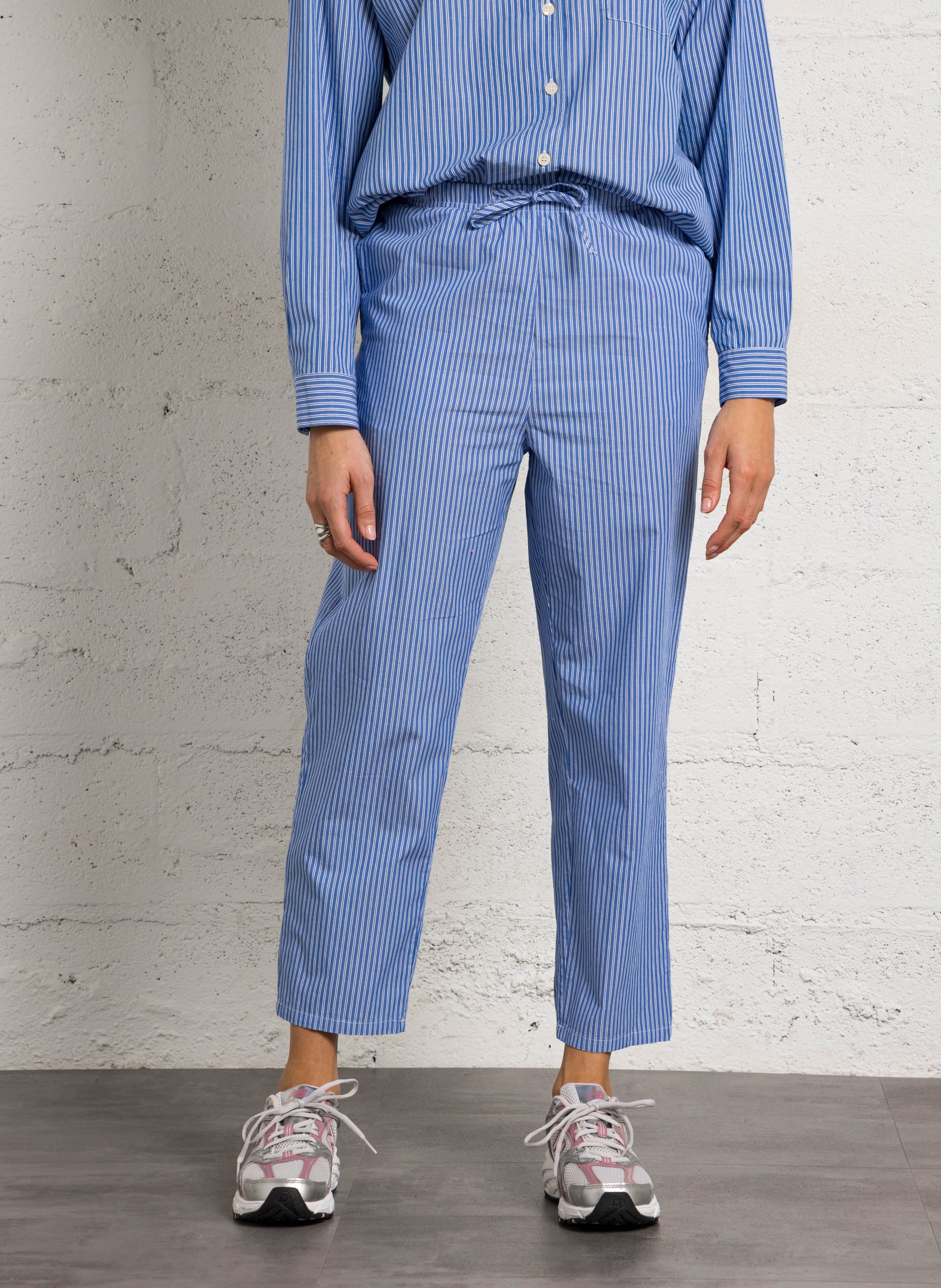 Pantalon carotte en coton rayé AMERICAN VINTAGE Bleu