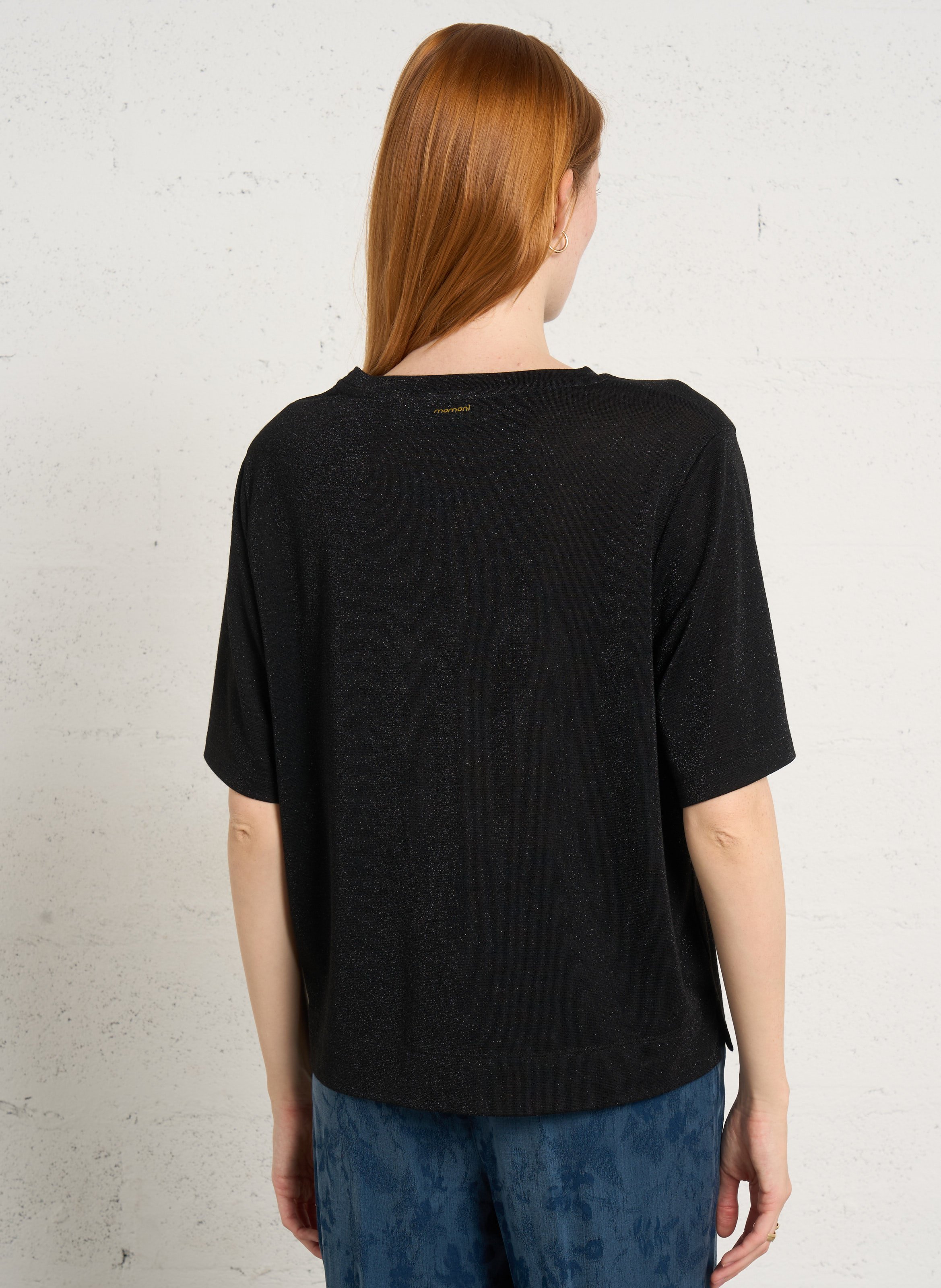 Weites T-Shirt mit Rundhalsausschnitt und Metallic-Effekt MOMONI Schwarz