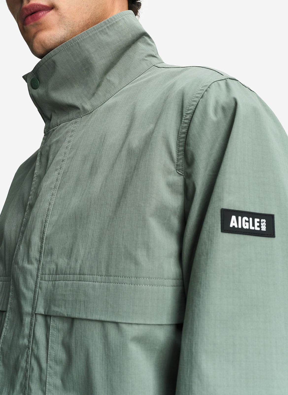 Straight high-neck solid parka AIGLE Green