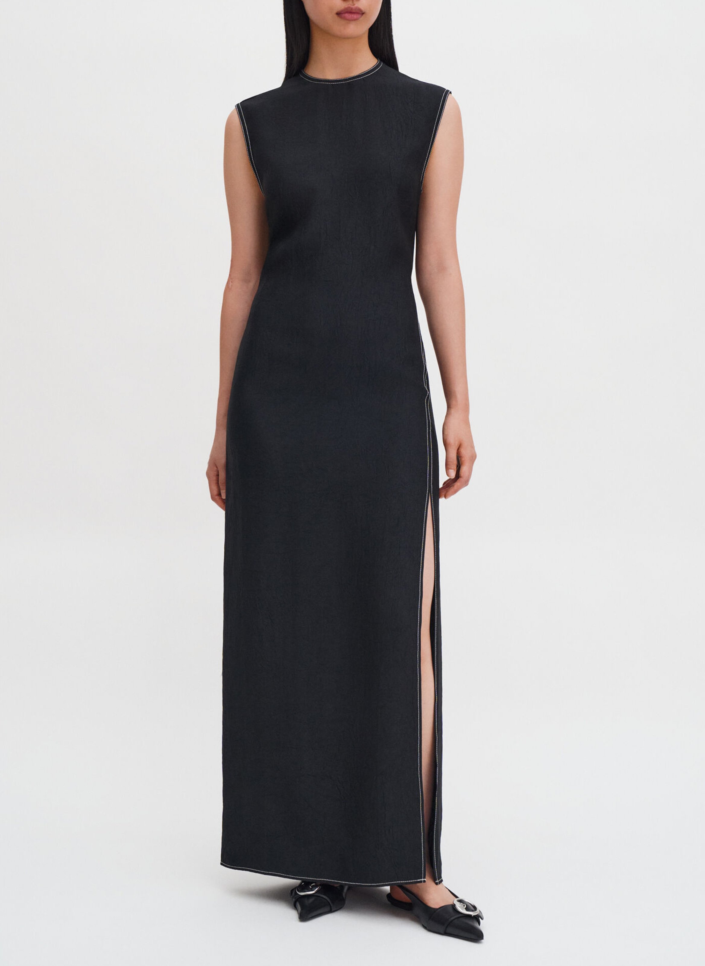 Vestido largo recto liso FILIPPA K Negro