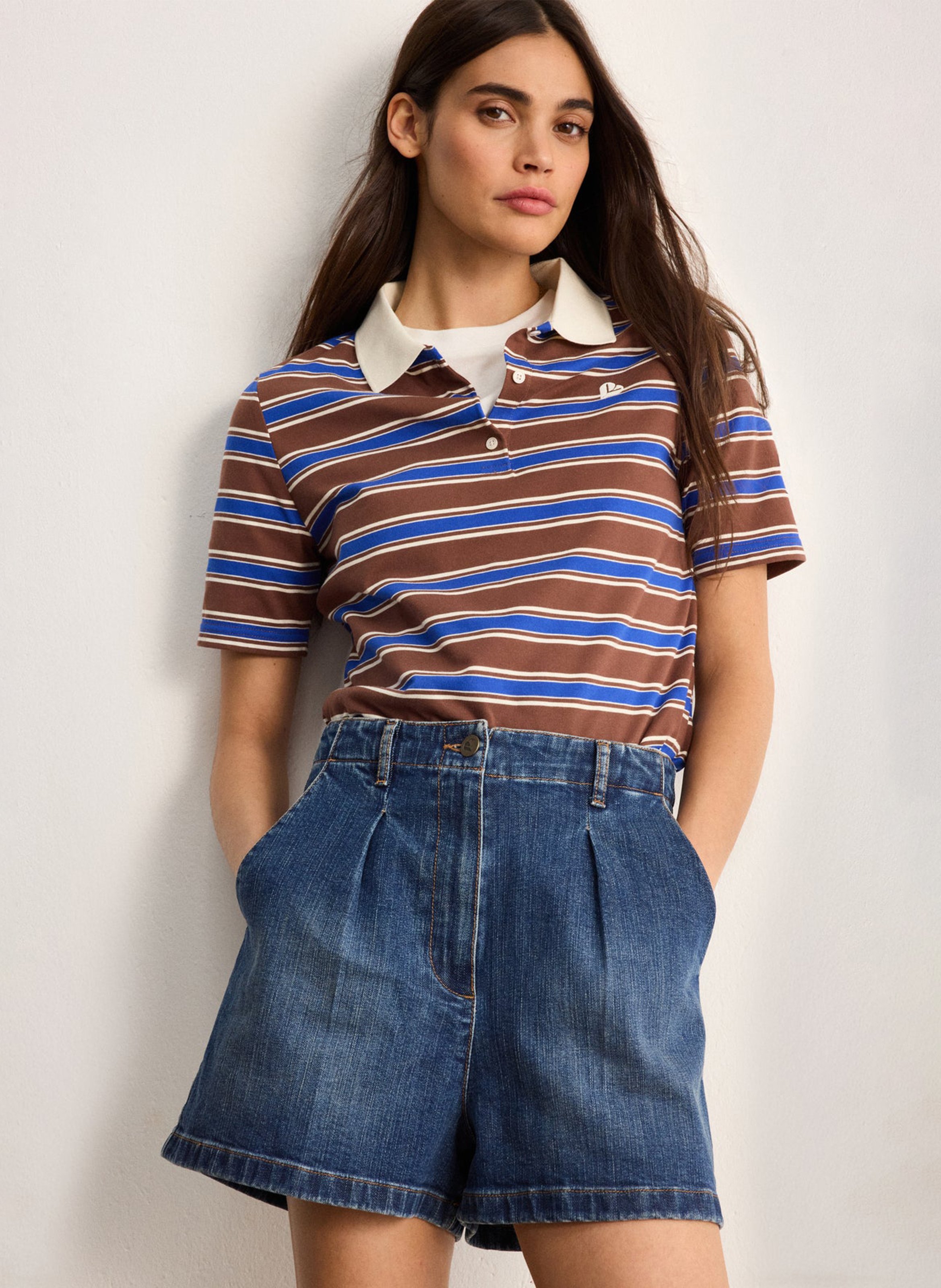 A-line denim skirt with pleats PABLO Blue