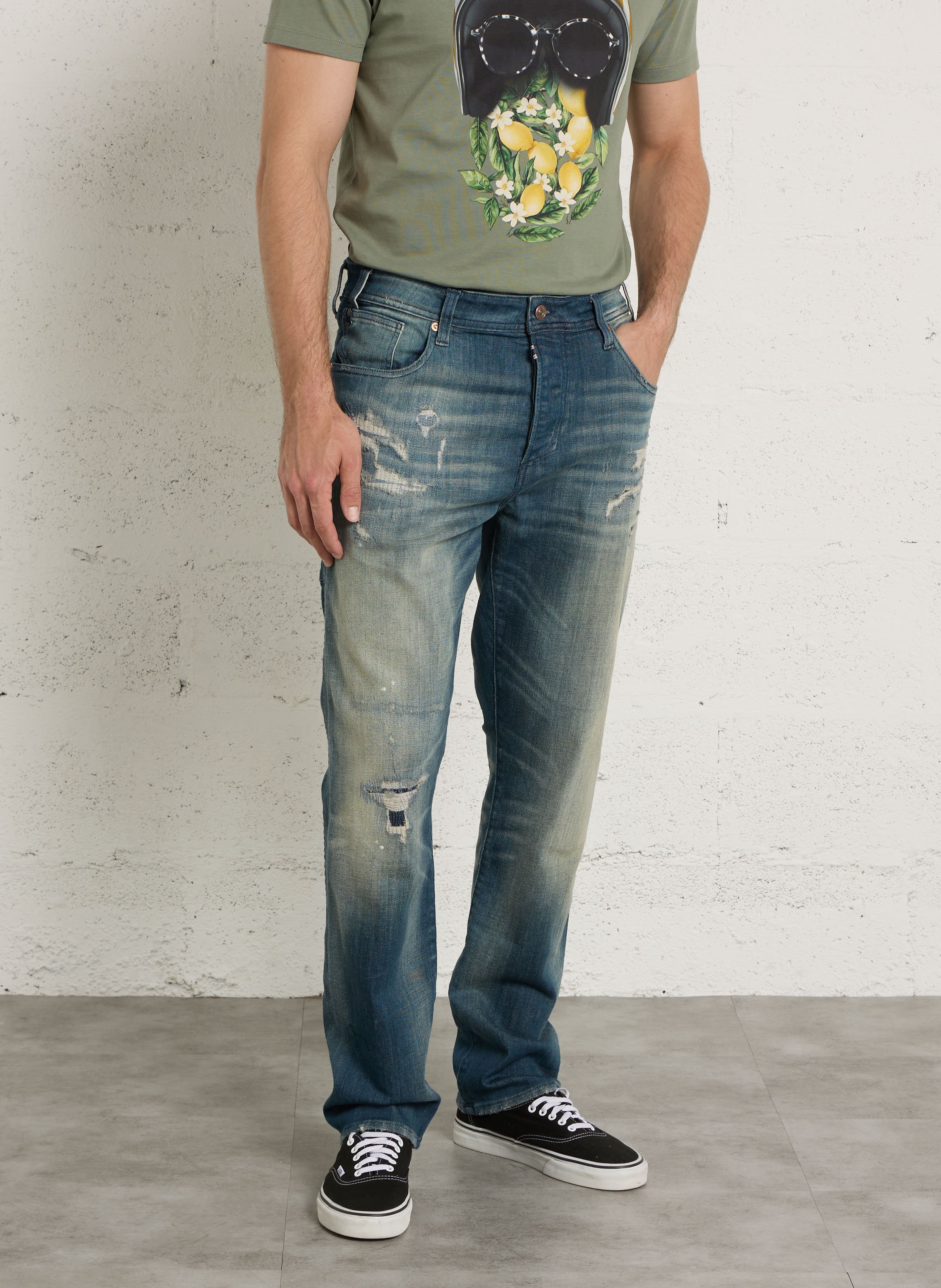 Straight leg jeans in blended cotton LE TEMPS DES CERISES Blue