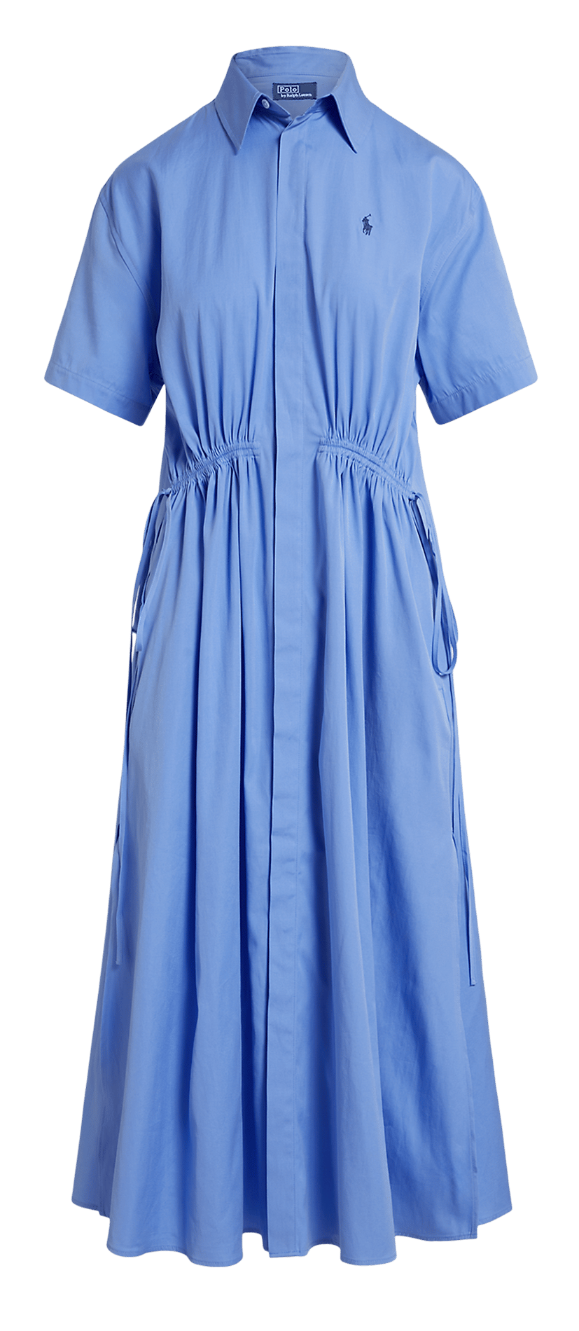 Lange, katoenen jurk met klassieke kraag POLO RALPH LAUREN Blauw