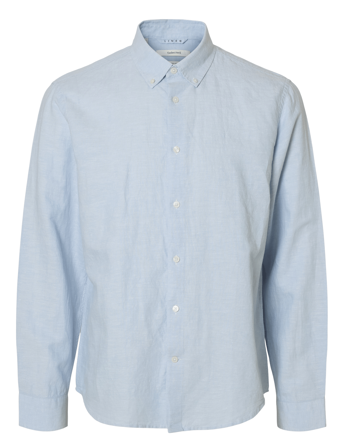 Regular-Fit-Hemd aus Leinen-Mix SELECTED Blau