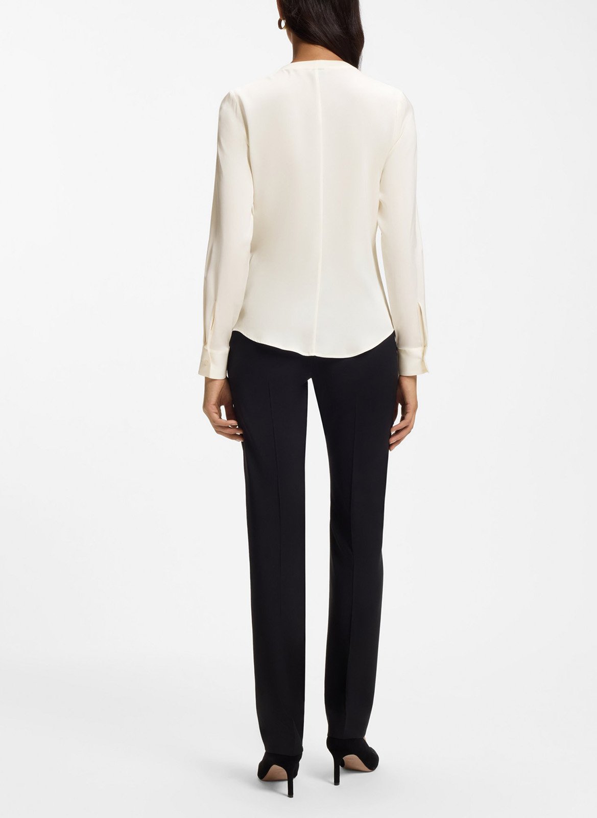 Solid silk blend blouse BOSS Beige