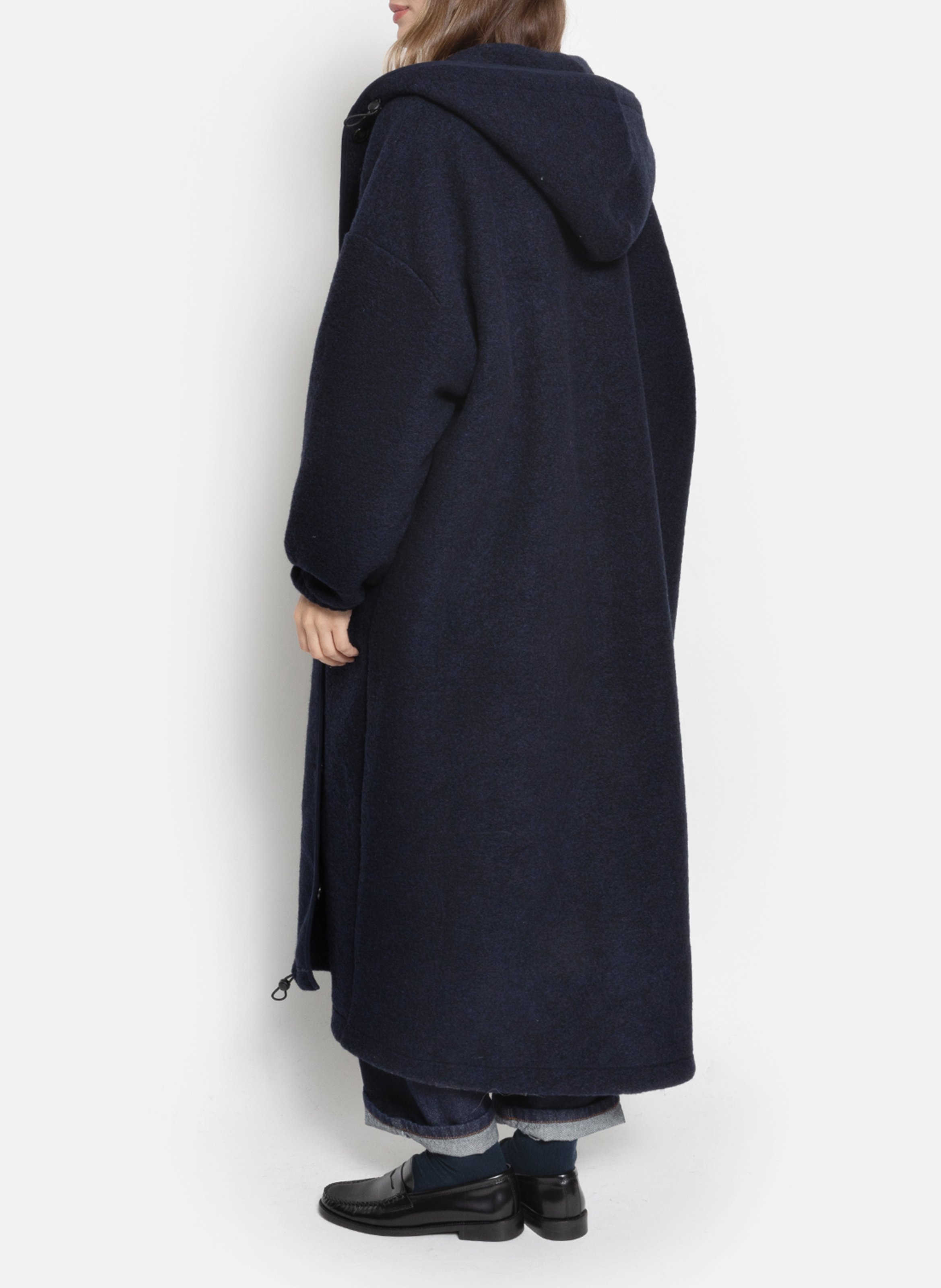 Lange wijde jas met effen capuchon AME ANTWERP Blauw