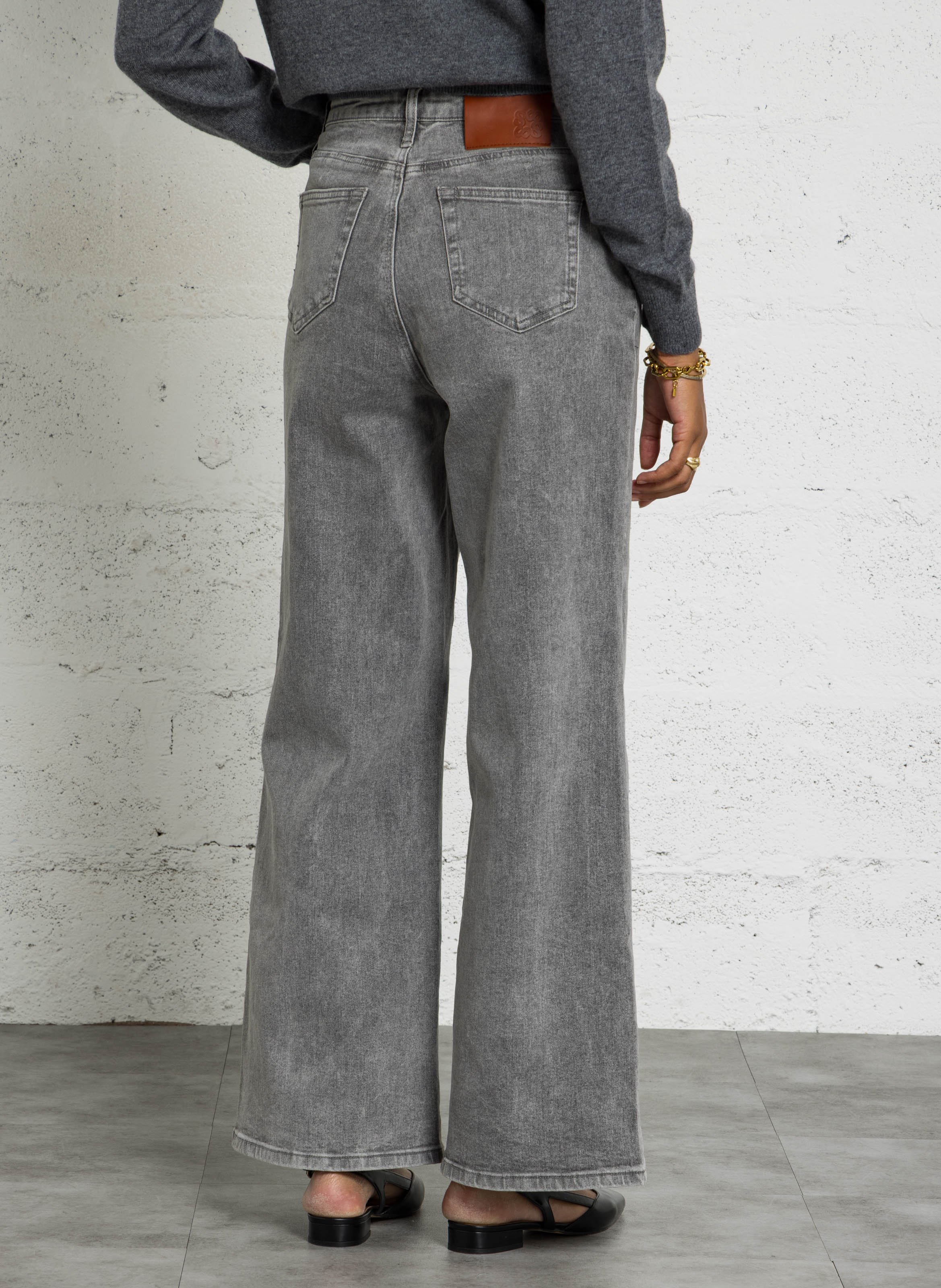 Cotton-blend straight-leg jeans SUNCOO Grey