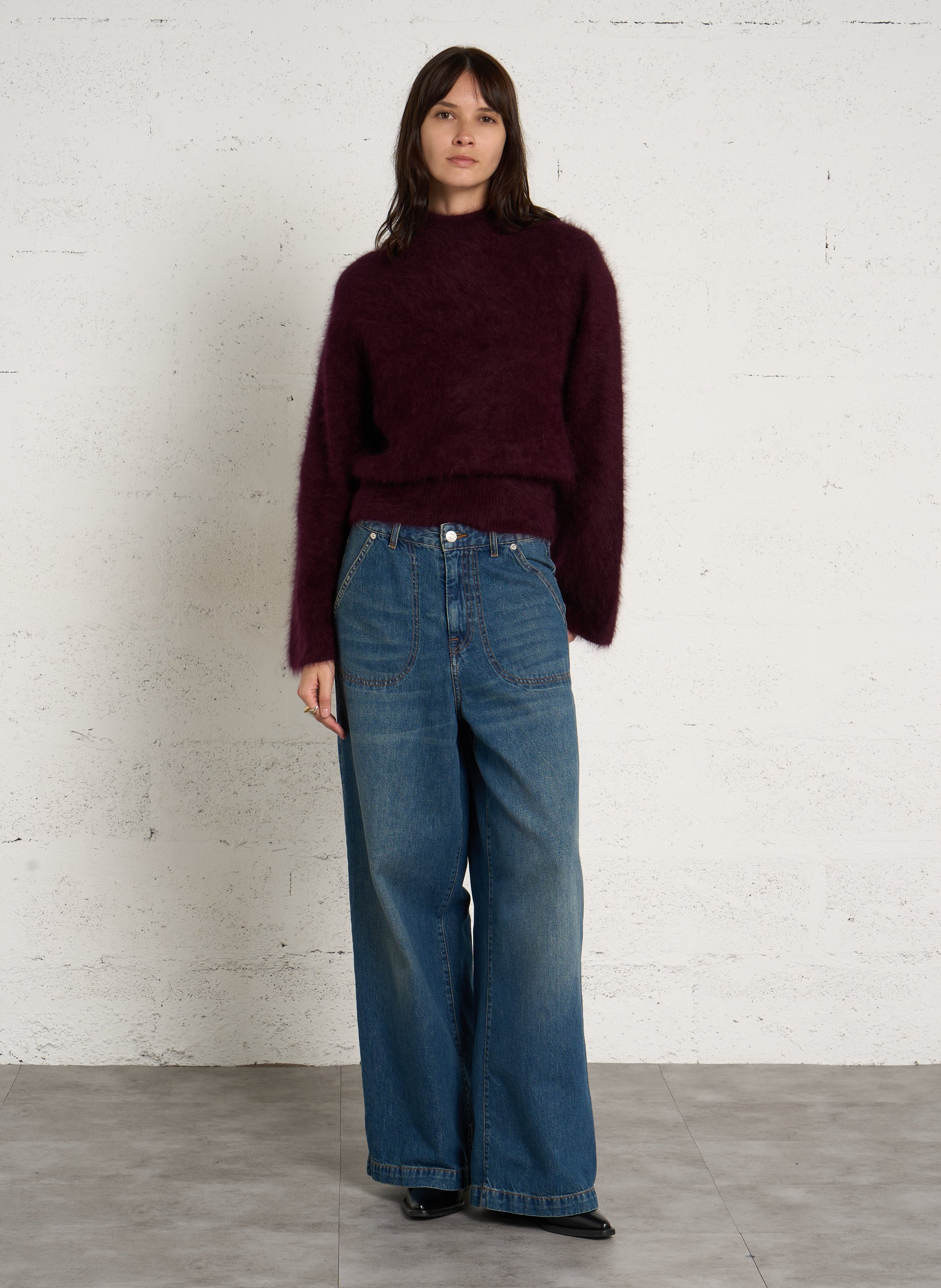 Gerade geschnittener Pullover aus gemischtem Angorawolle BELLEROSE Rot