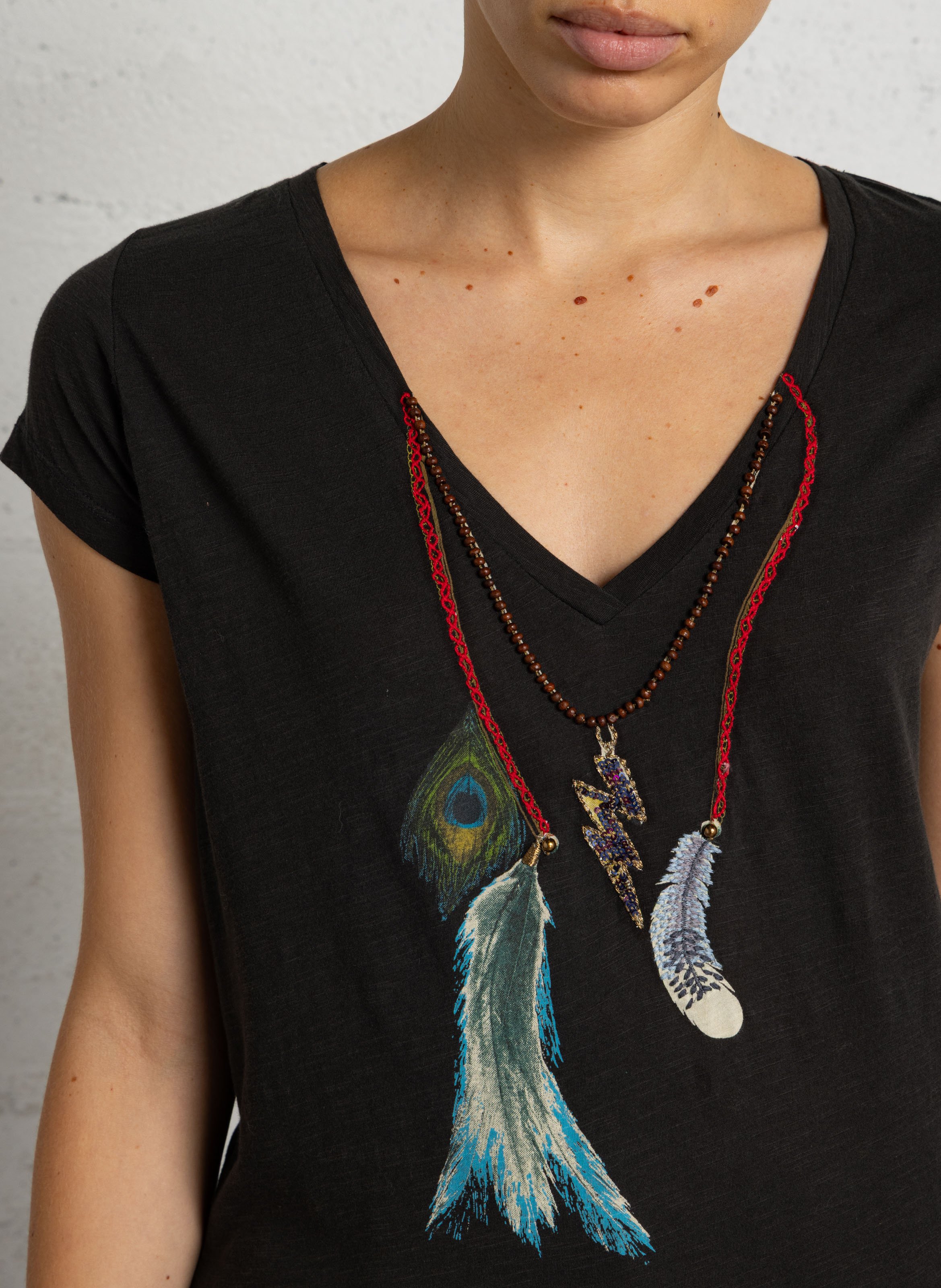 Embroidered organic cotton T-shirt LEON & HARPER Grey